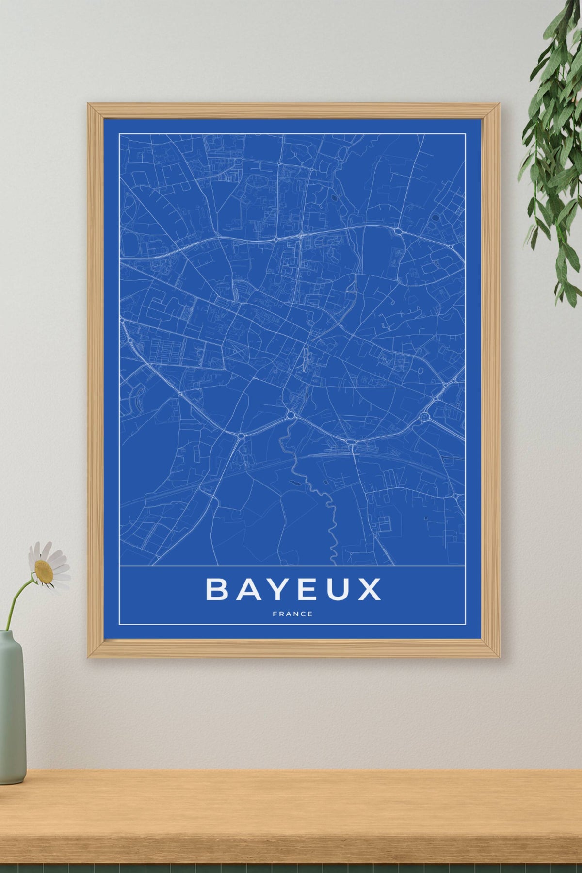 Carte de Bayeux bleue - Affiche personnalisée