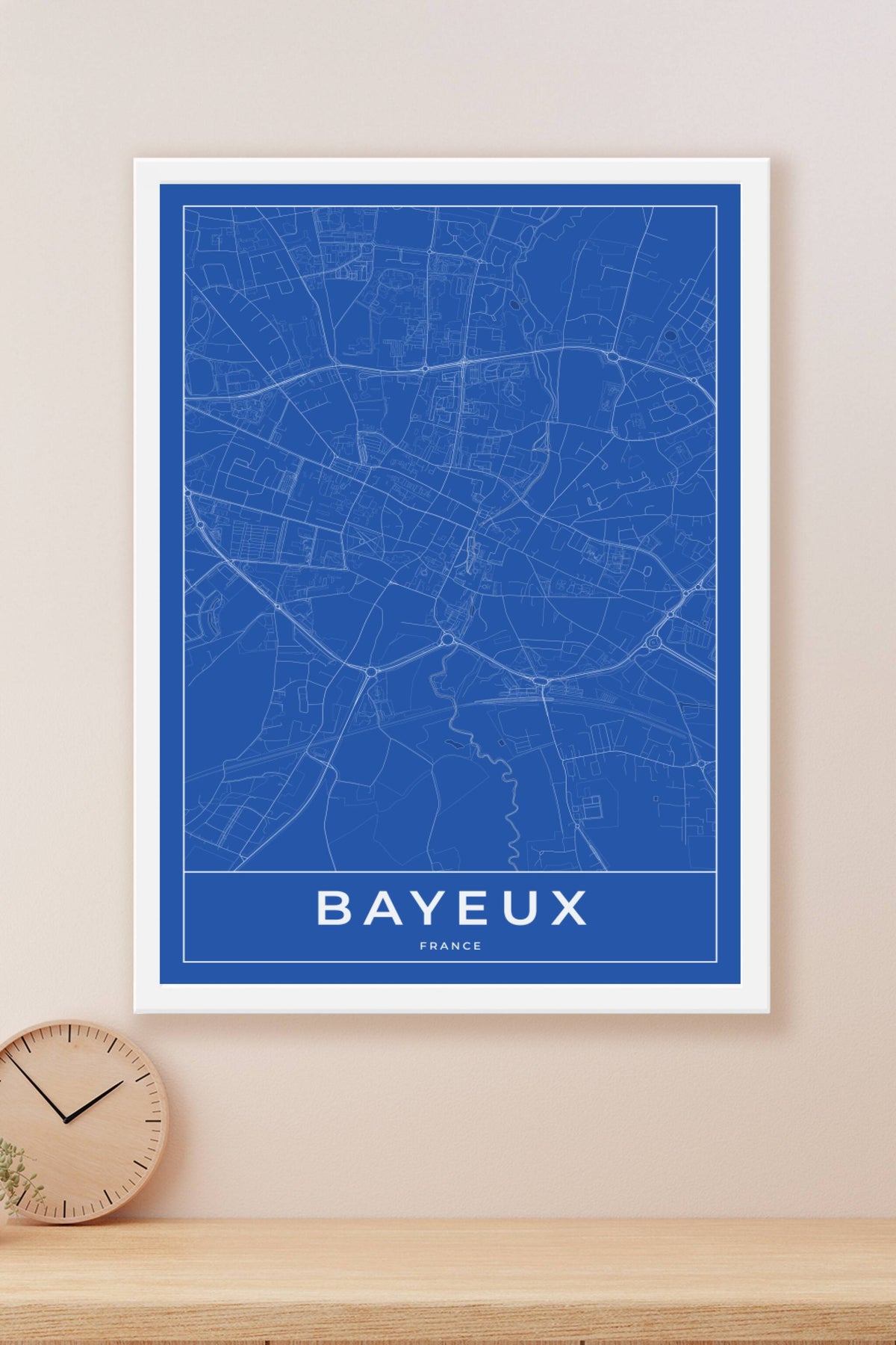 Carte de Bayeux bleue - Affiche personnalisée