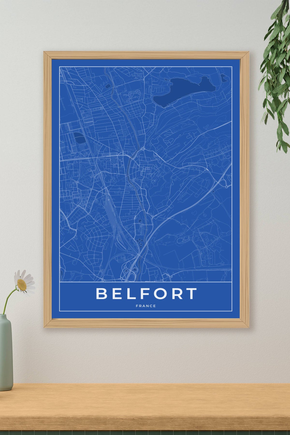 Carte de Belfort bleue - Affiche personnalisée