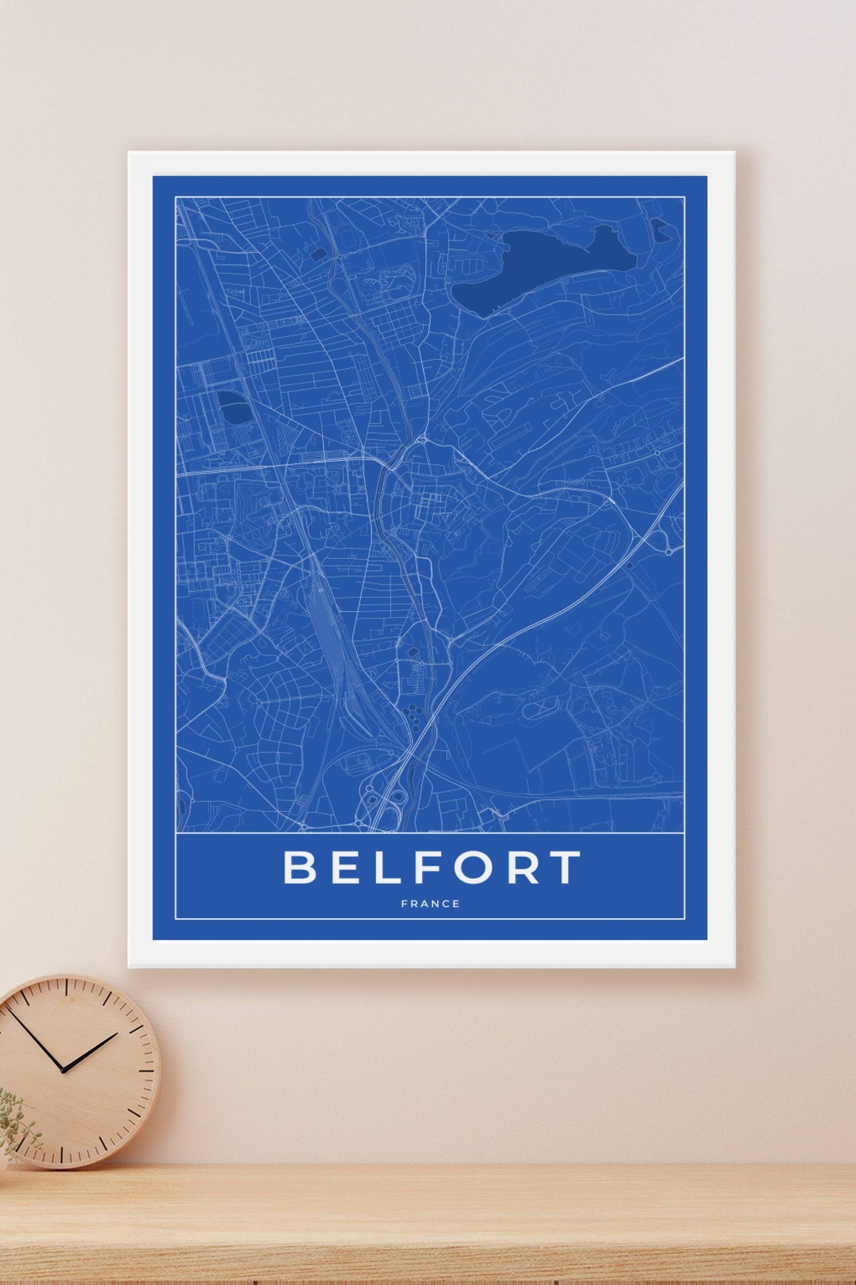 Carte de Belfort bleue - Affiche personnalisée