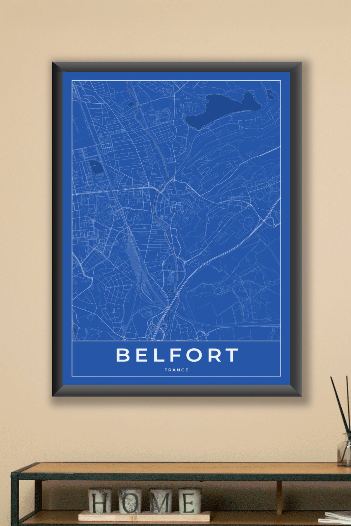 Carte de Belfort bleue - Affiche personnalisée