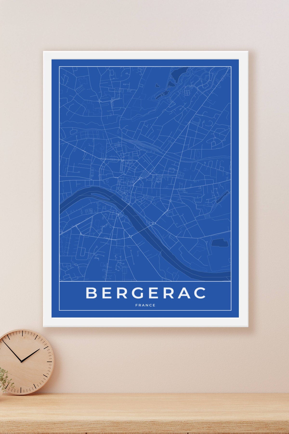 Carte de Bergerac bleue - Affiche personnalisée