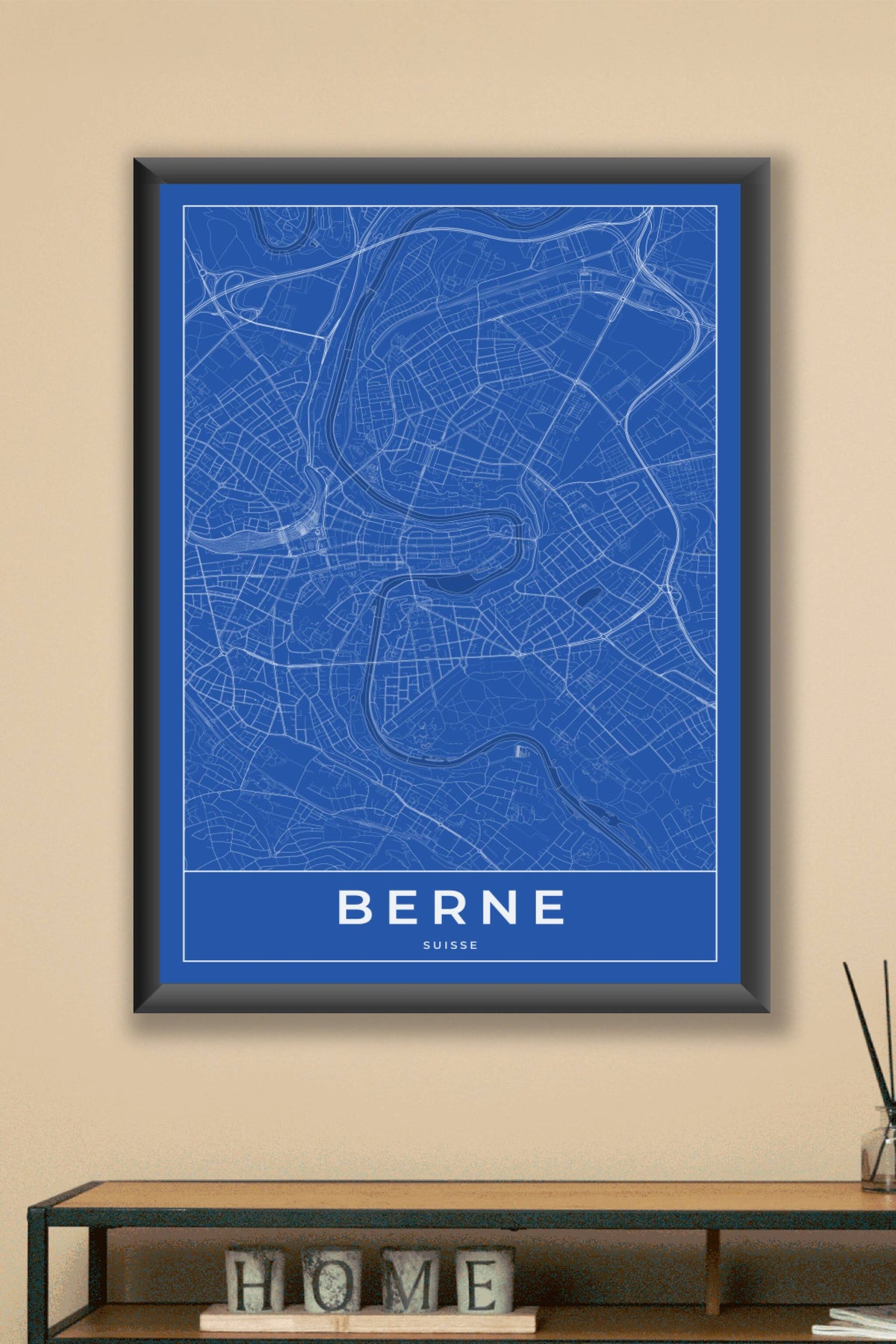 Carte de Berne bleue - Affiche personnalisée