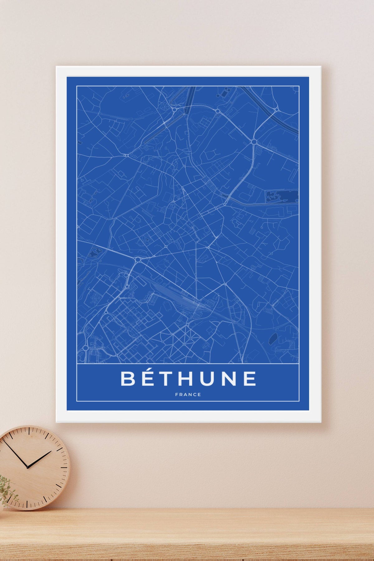 Carte de Béthune bleue - Affiche personnalisée