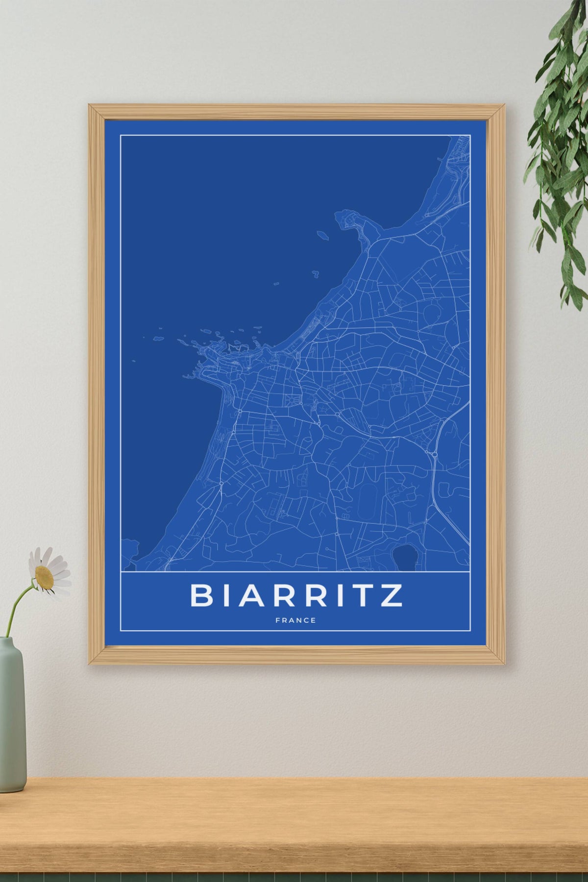 Carte de Biarritz bleue - Affiche personnalisée