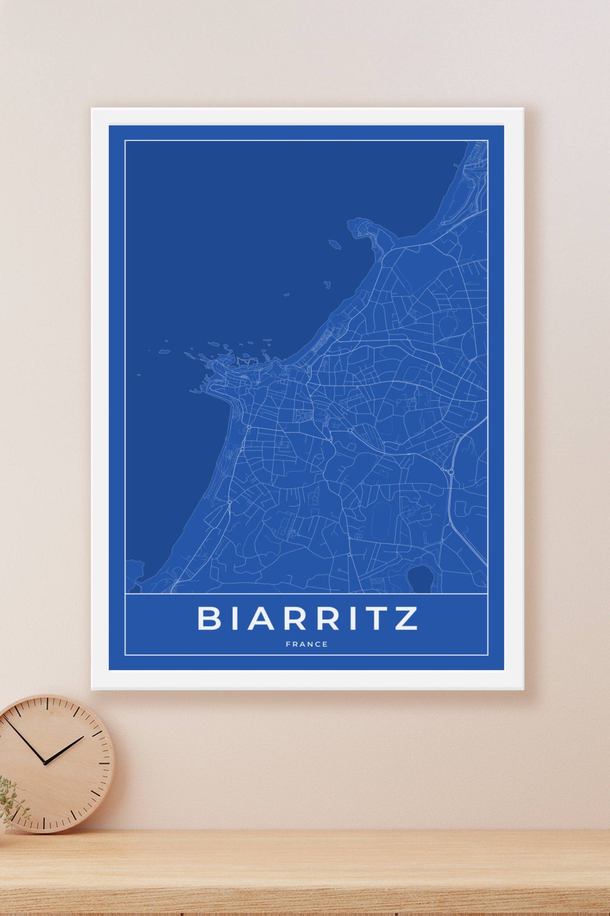 Carte de Biarritz bleue - Affiche personnalisée