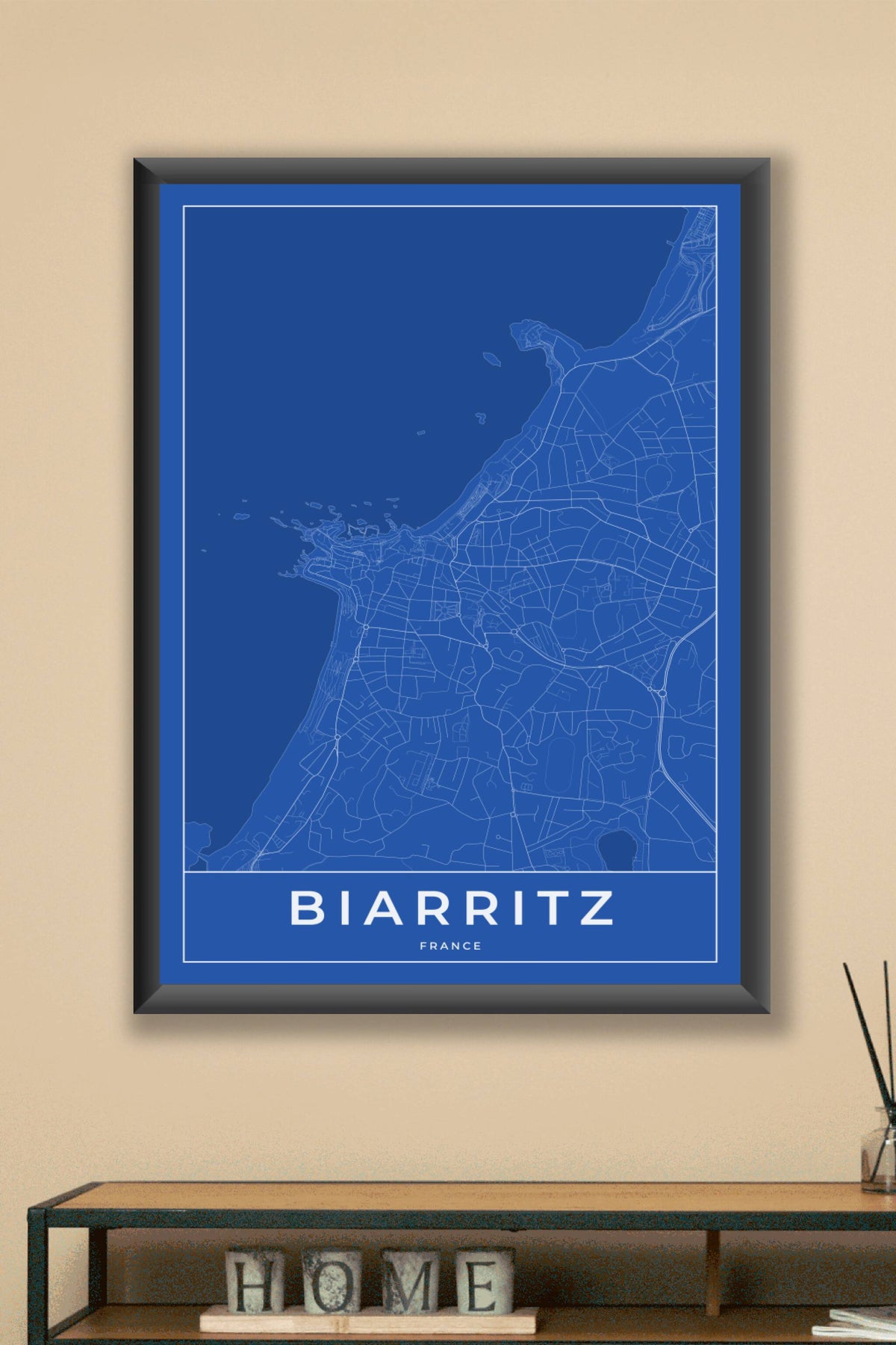 Carte de Biarritz bleue - Affiche personnalisée