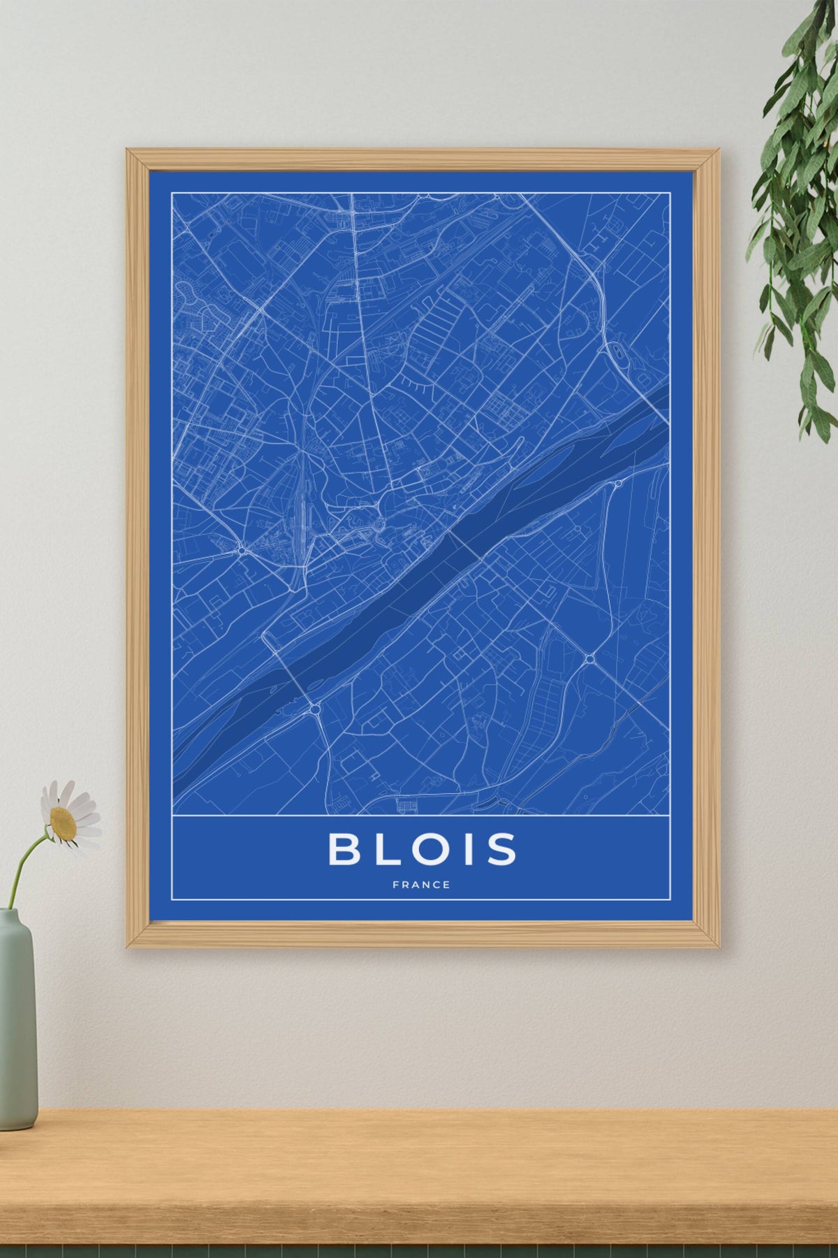 Carte de Blois bleue - Affiche personnalisée