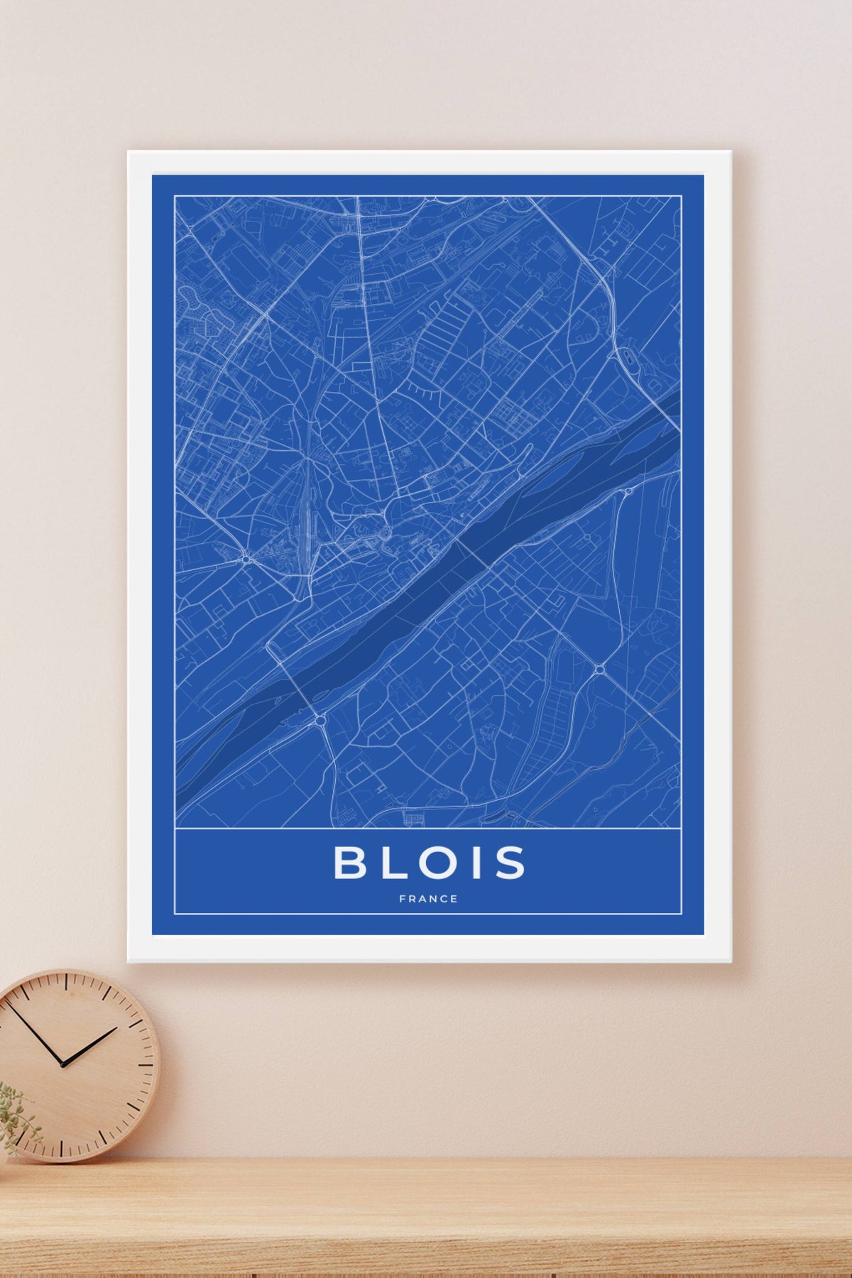 Carte de Blois bleue - Affiche personnalisée