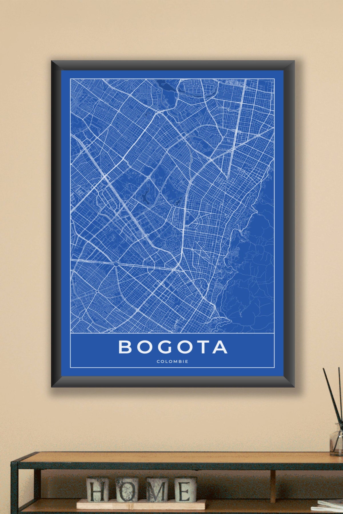 Carte de Bogota bleue - Affiche personnalisée