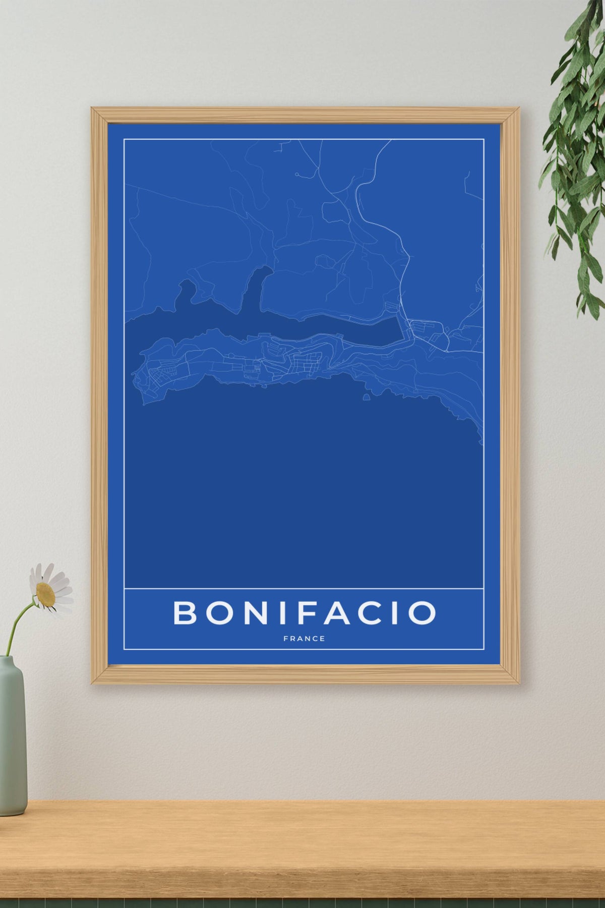 Carte de Bonifacio bleue - Affiche personnalisée