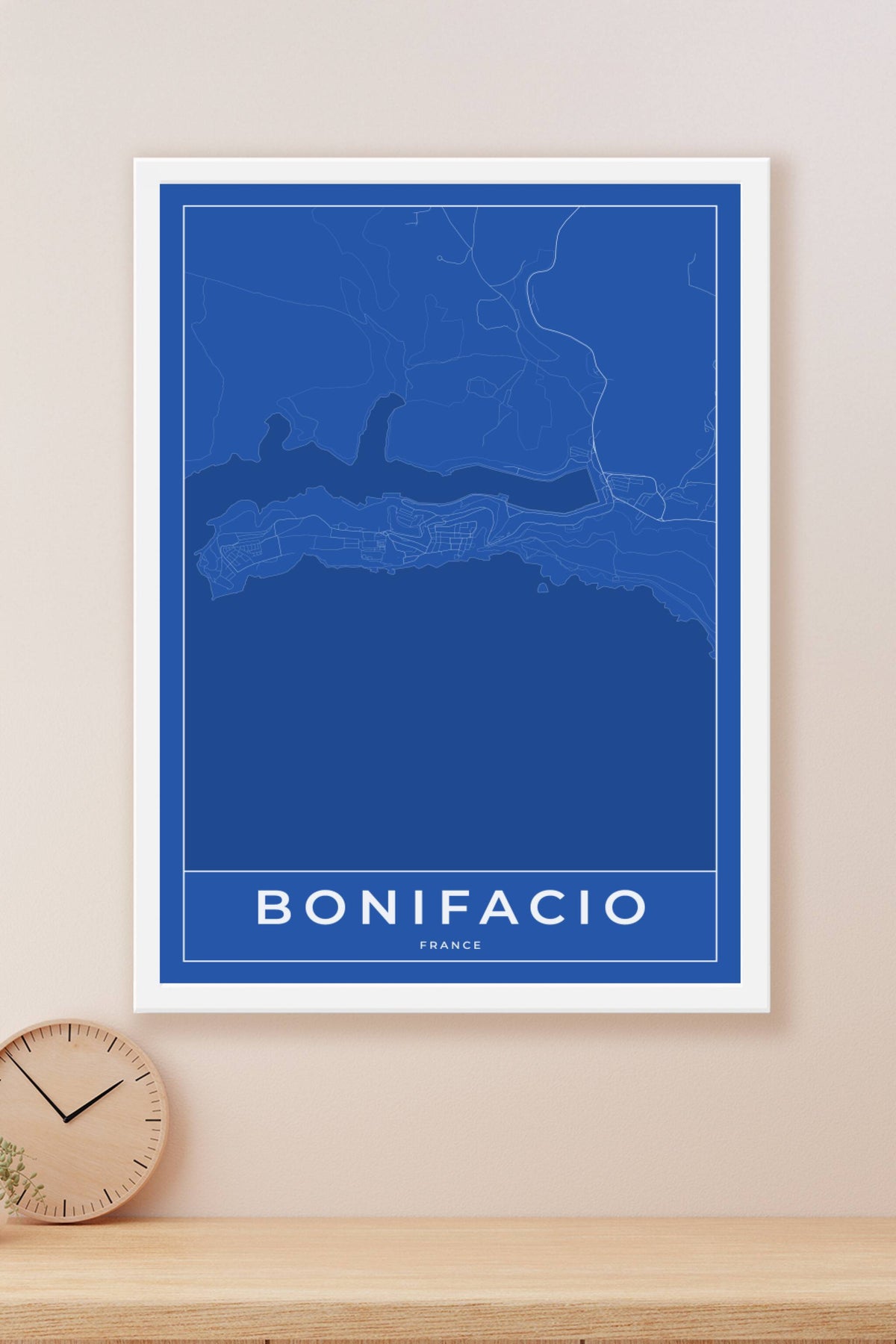 Carte de Bonifacio bleue - Affiche personnalisée