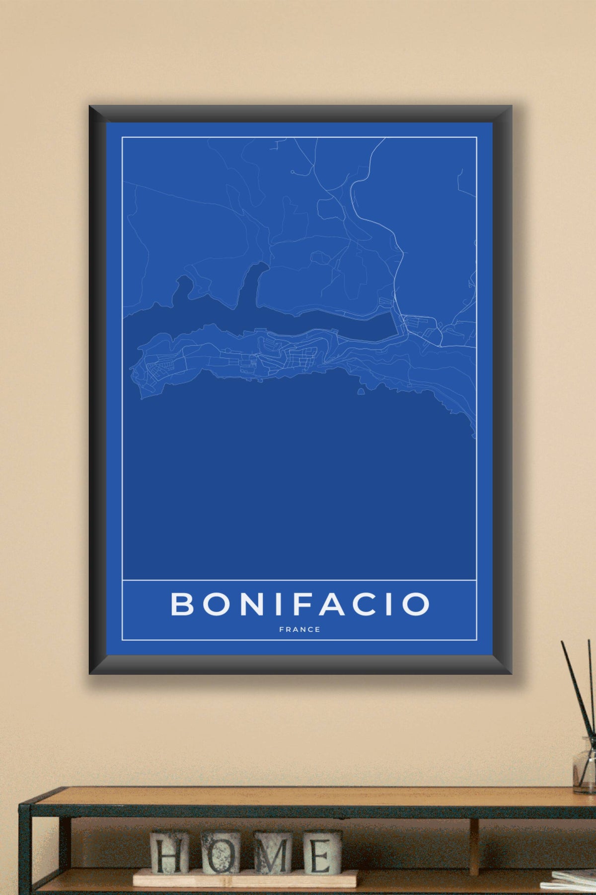 Carte de Bonifacio bleue - Affiche personnalisée