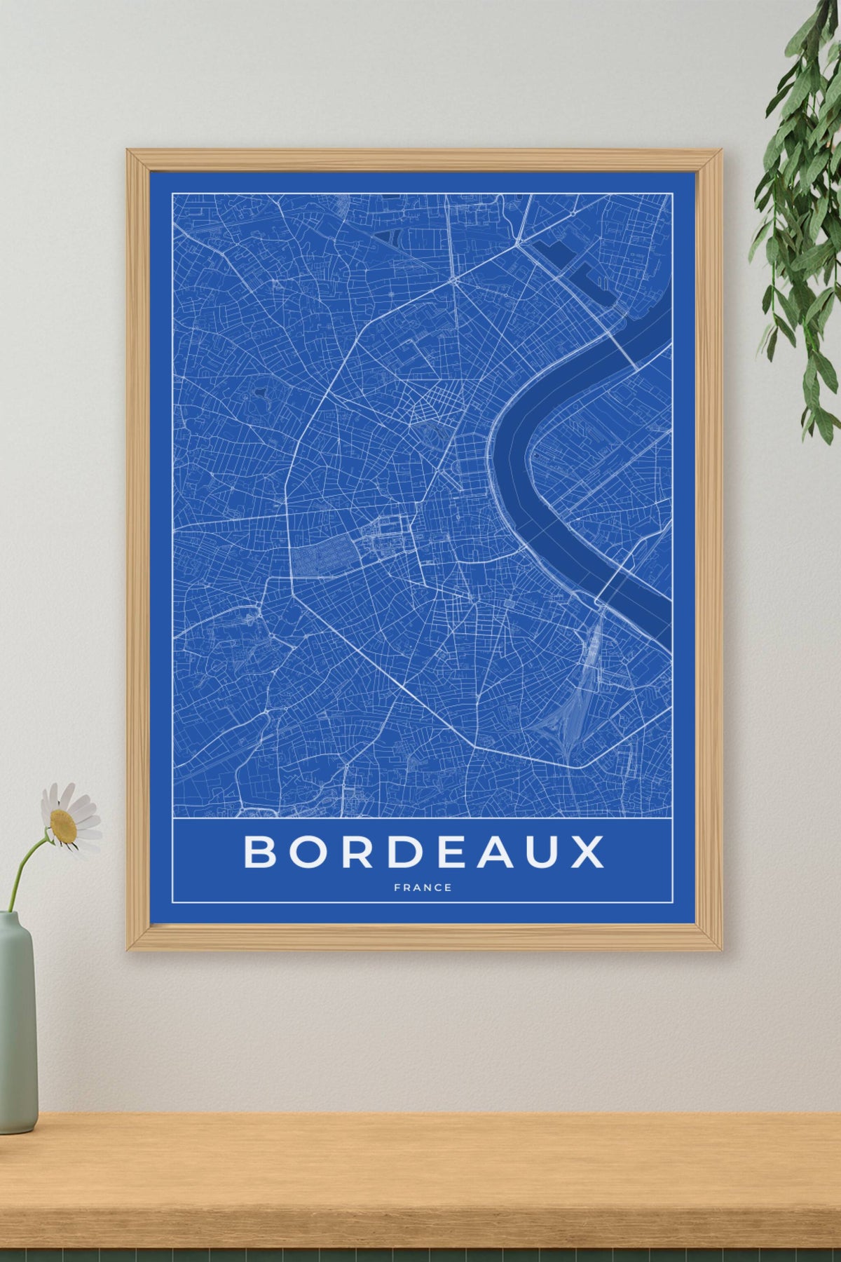 Carte de Bordeaux bleue - Affiche personnalisée