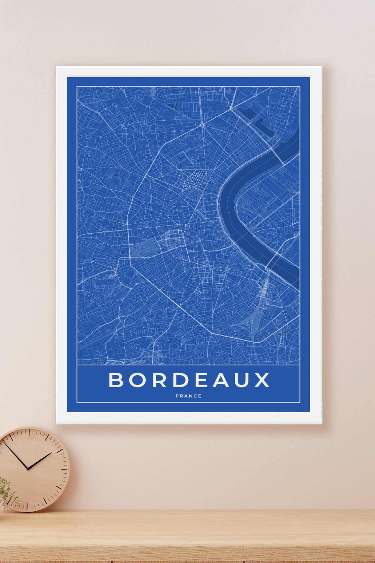 Carte de Bordeaux bleue - Affiche personnalisée