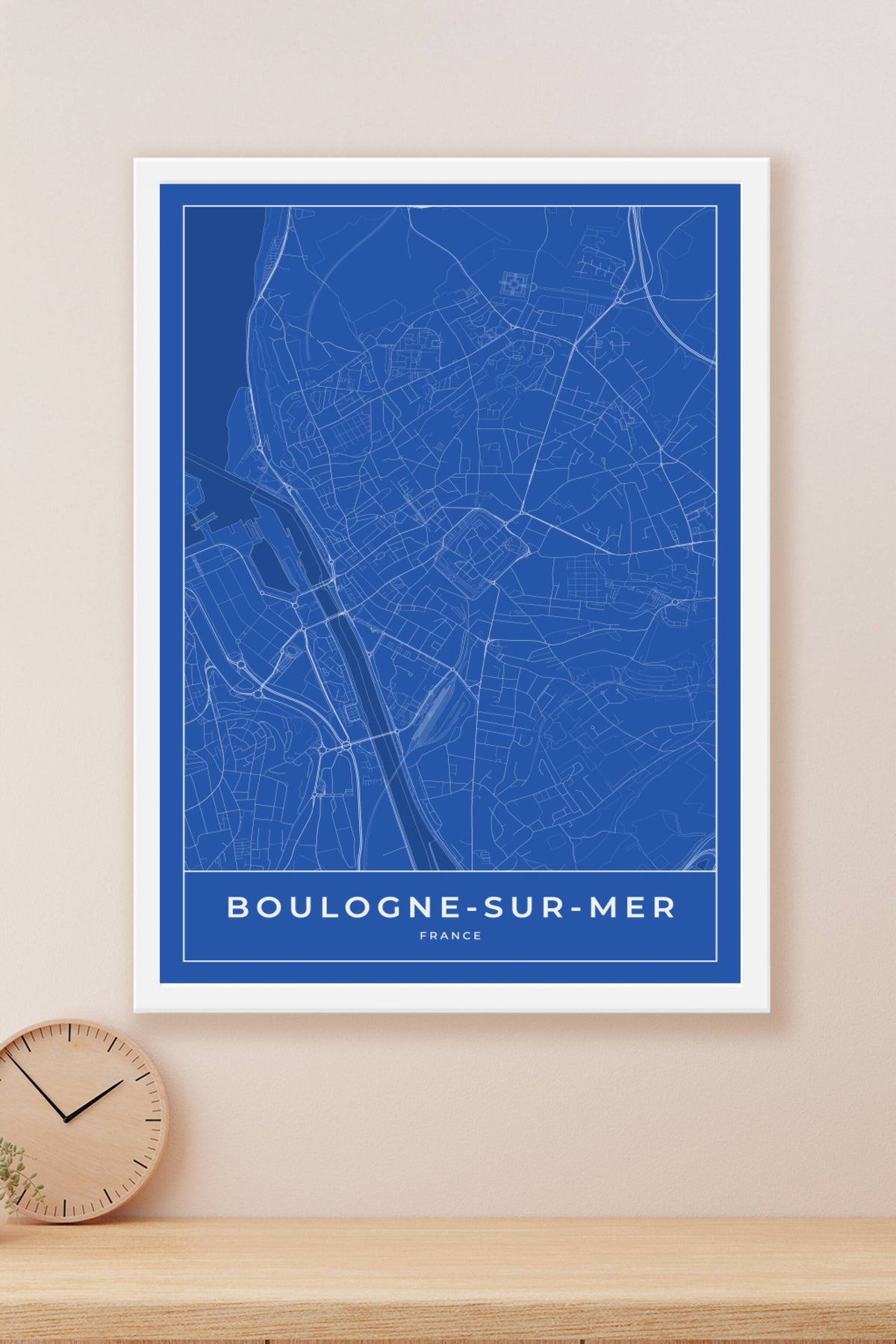 Carte de Boulogne-sur-Mer bleue - Affiche personnalisée