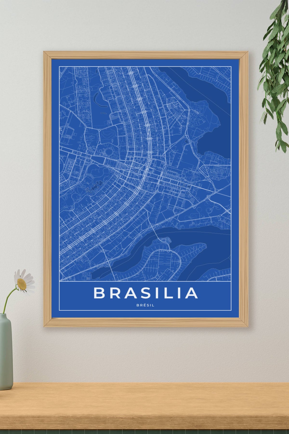 Carte de Brasilia bleue - Affiche personnalisée