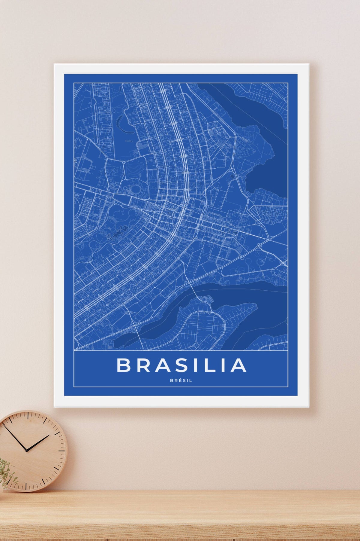 Carte de Brasilia bleue - Affiche personnalisée