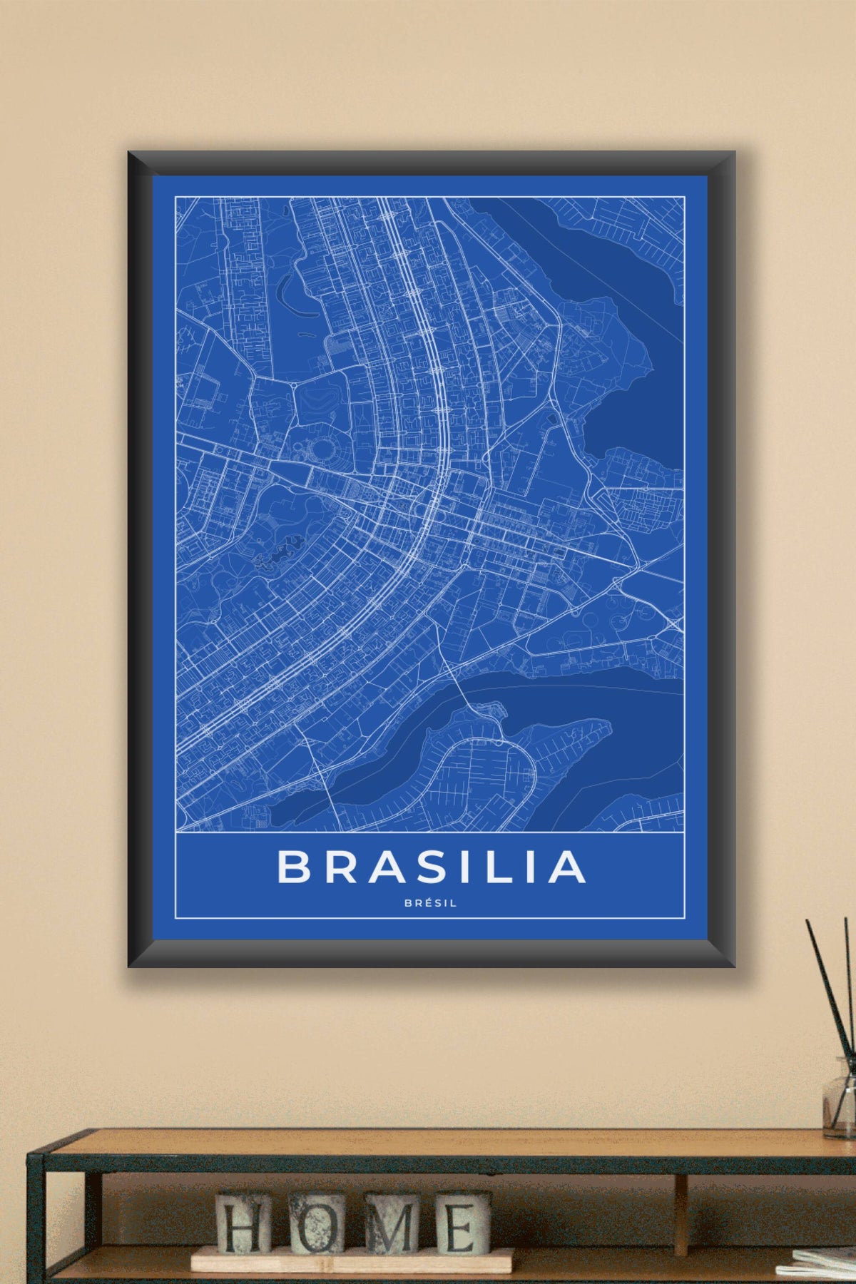 Carte de Brasilia bleue - Affiche personnalisée