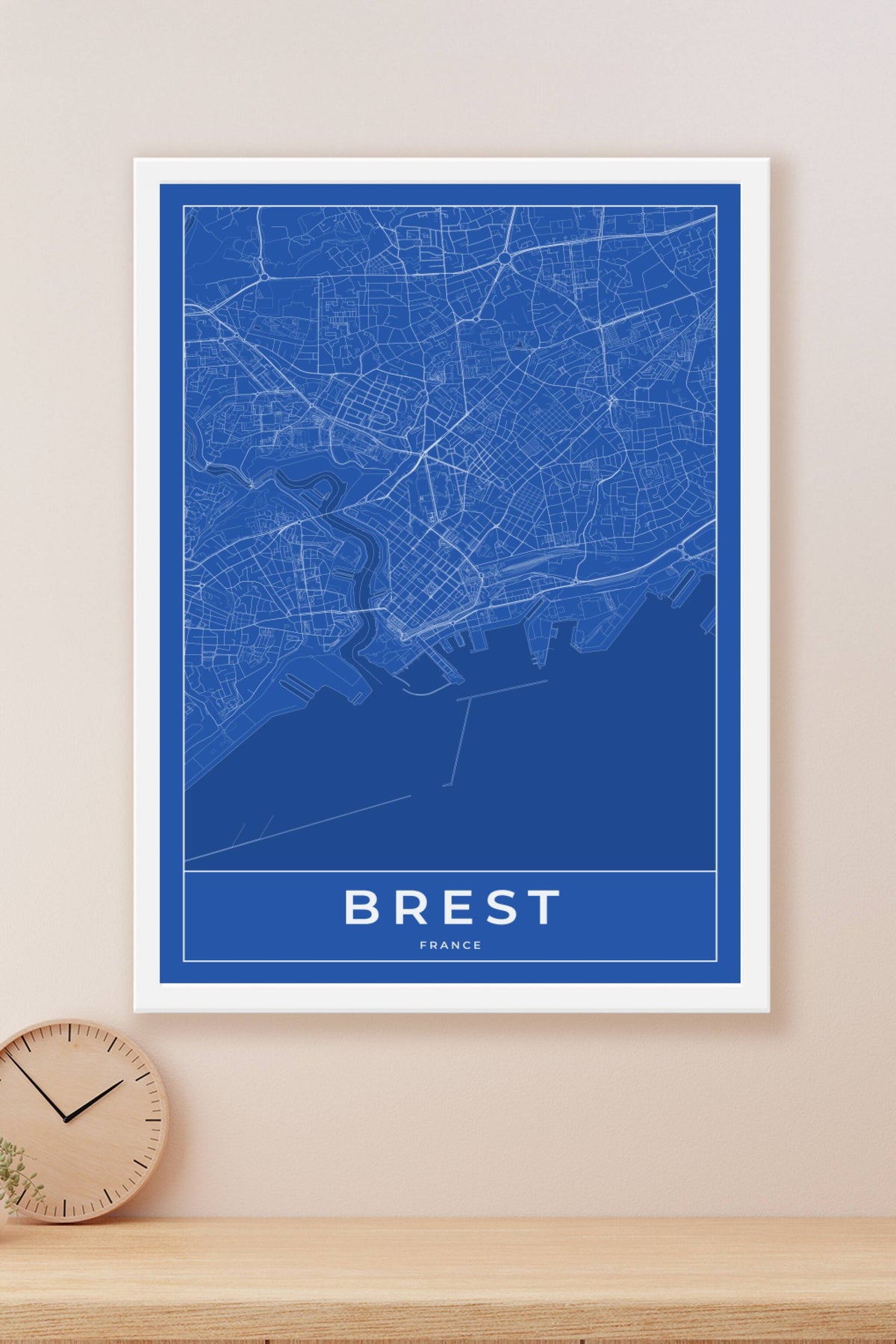 Carte de Brest bleue - Affiche personnalisée