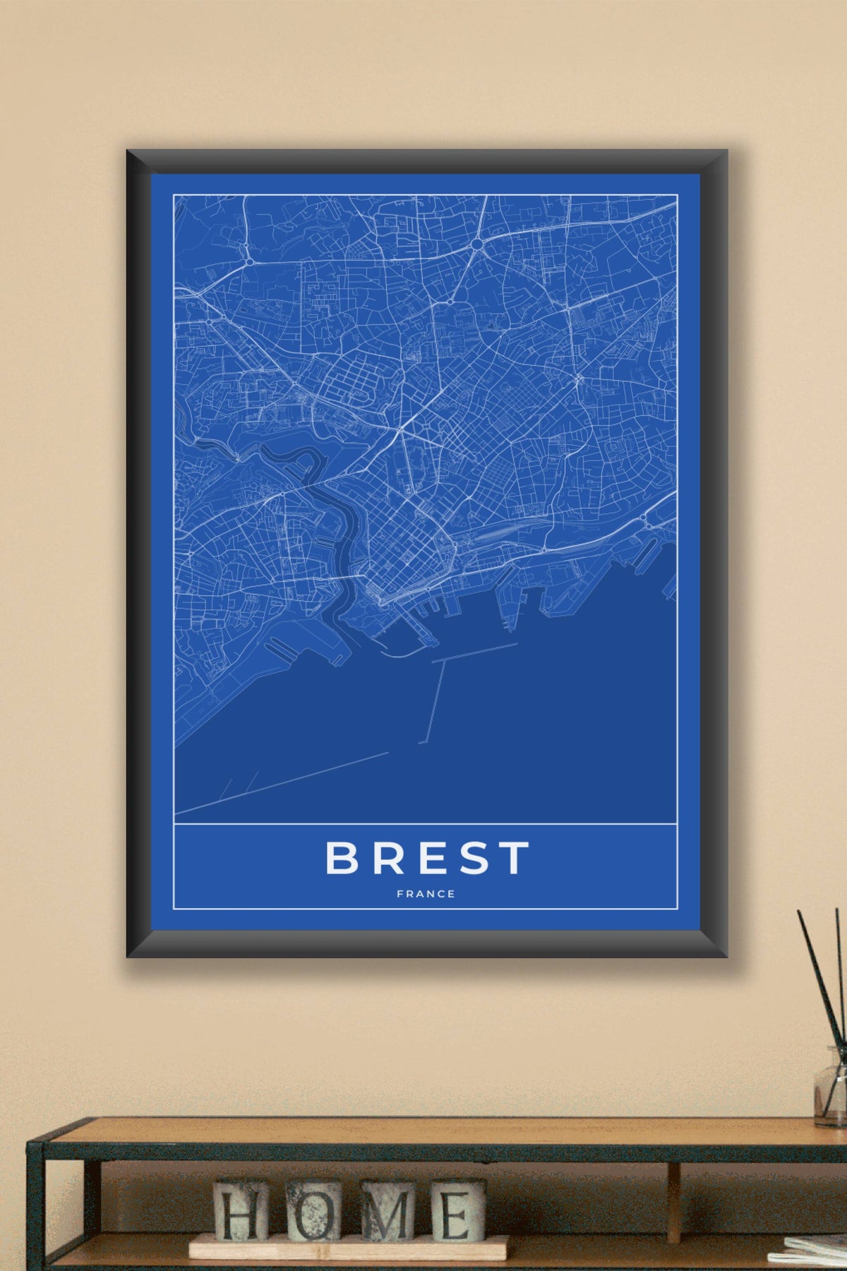 Carte de Brest bleue - Affiche personnalisée