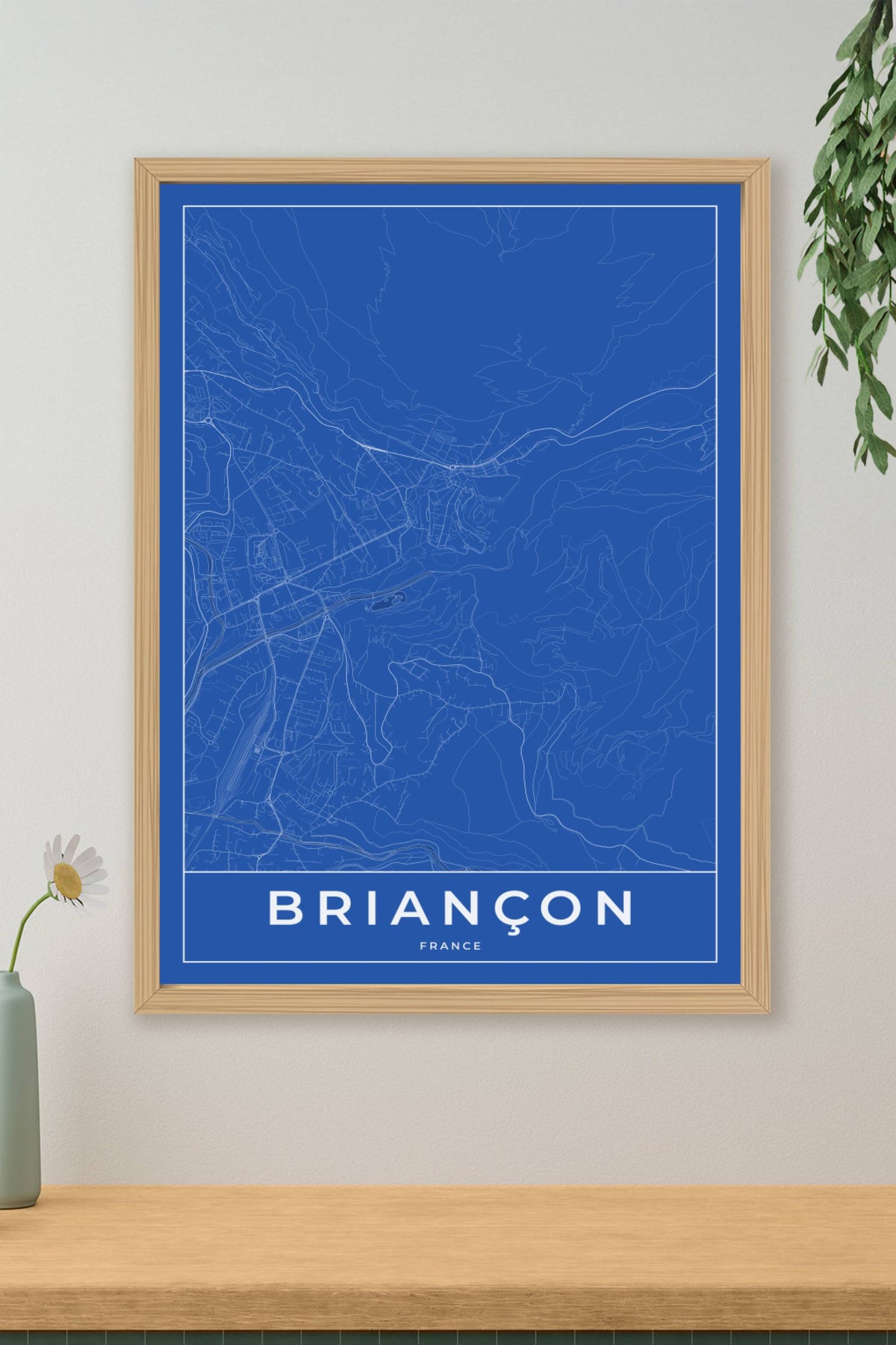 Carte de Briançon bleue - Affiche personnalisée