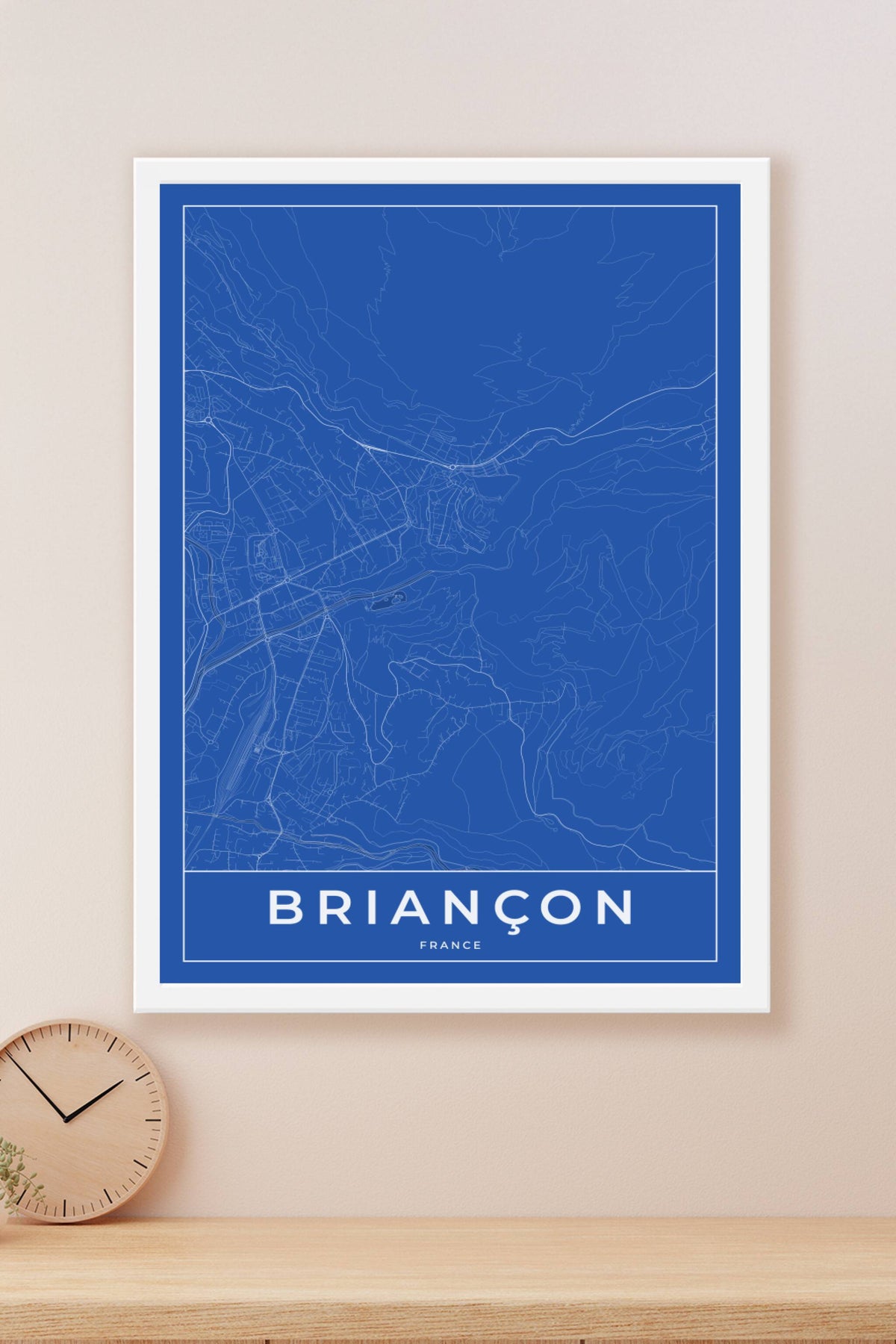 Carte de Briançon bleue - Affiche personnalisée