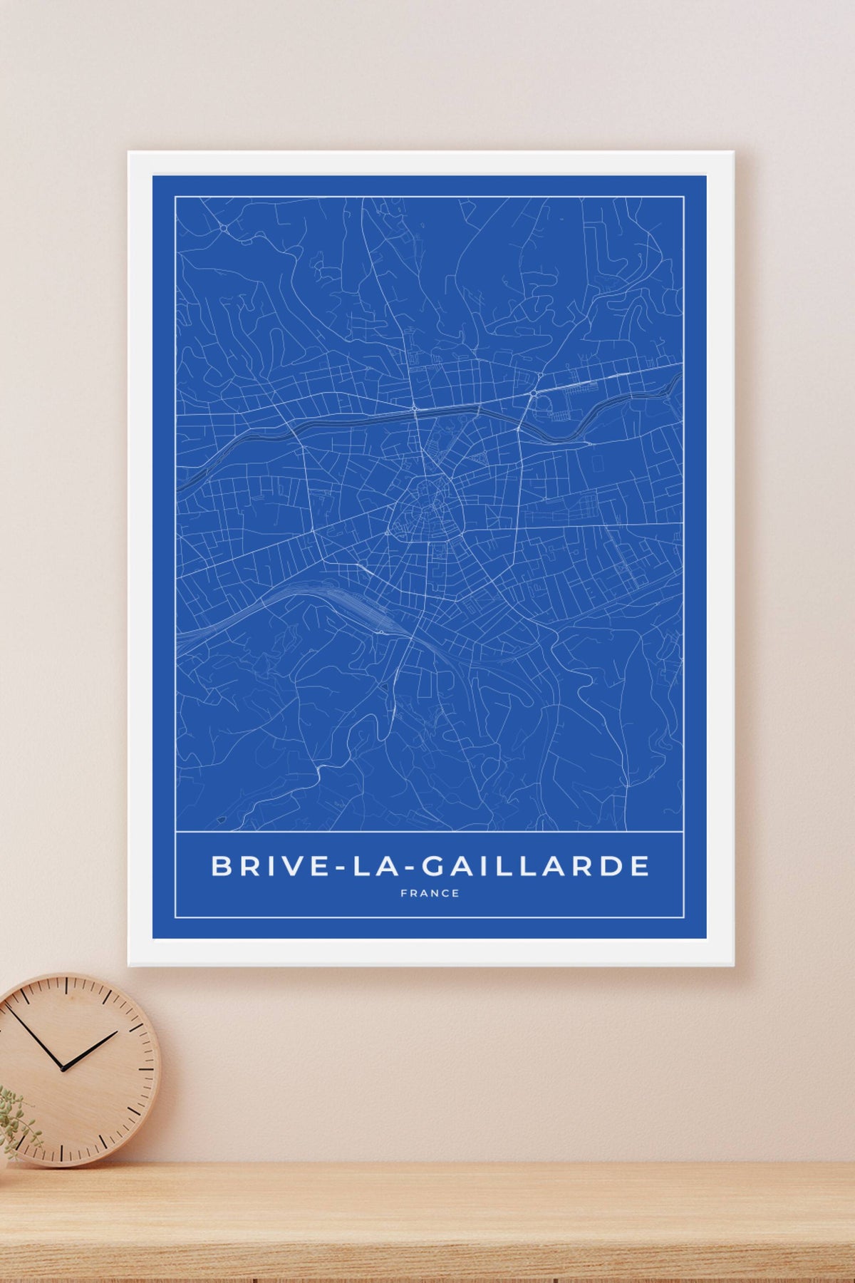 Carte de Brive-la-Gaillarde bleue - Affiche personnalisée