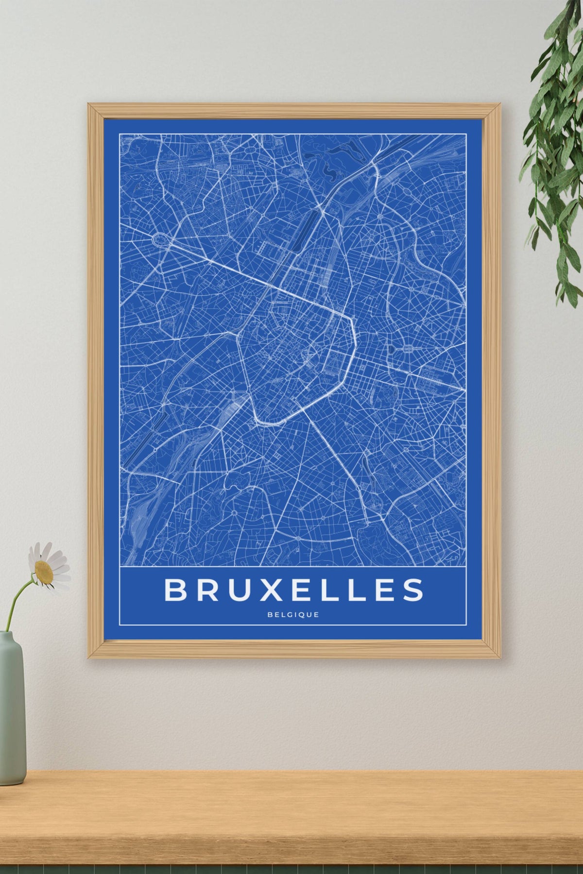 Carte de Bruxelles bleue - Affiche personnalisée