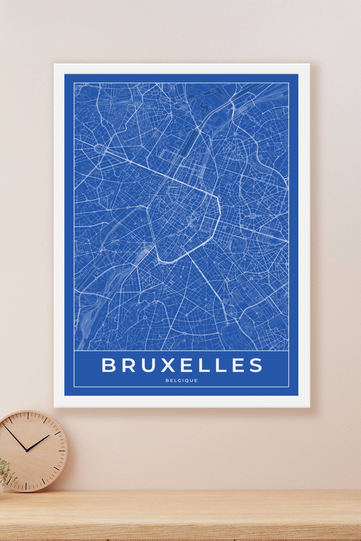 Carte de Bruxelles bleue - Affiche personnalisée