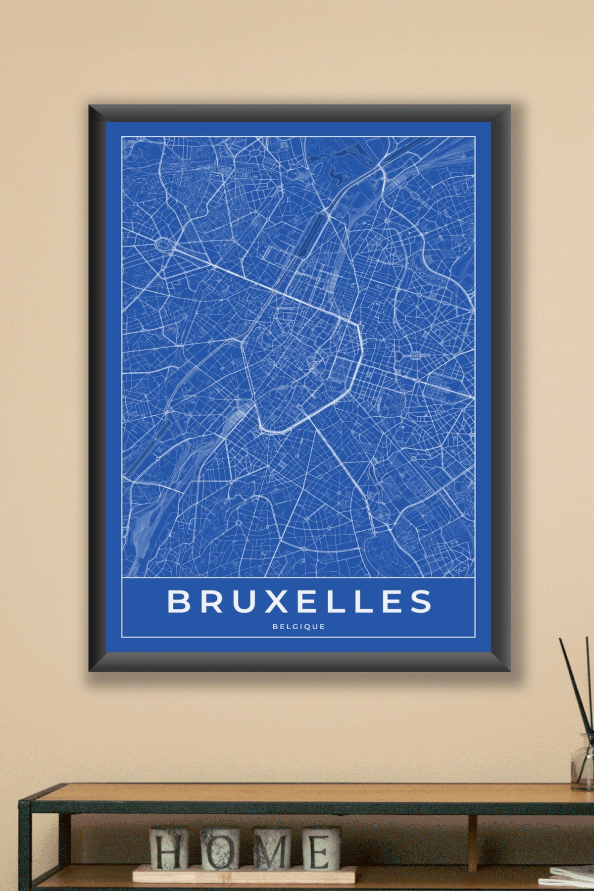 Carte de Bruxelles bleue - Affiche personnalisée