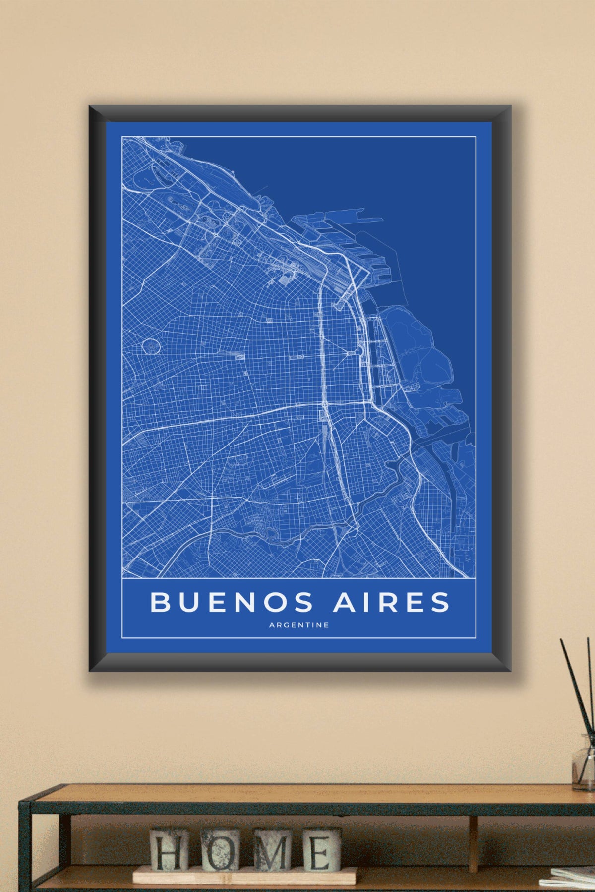 Carte de Buenos Aires bleue - Affiche personnalisée
