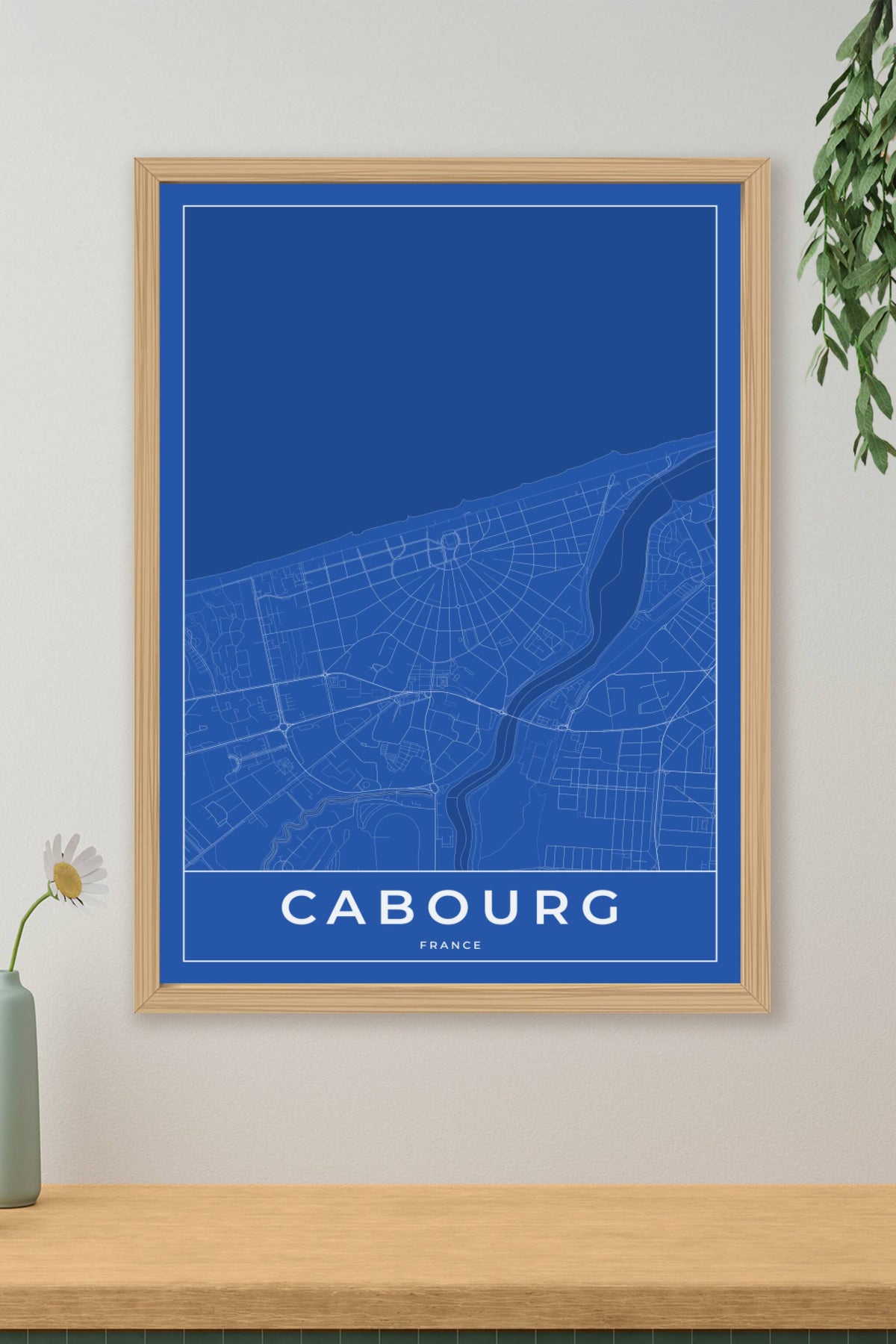 Carte de Cabourg bleue - Affiche personnalisée