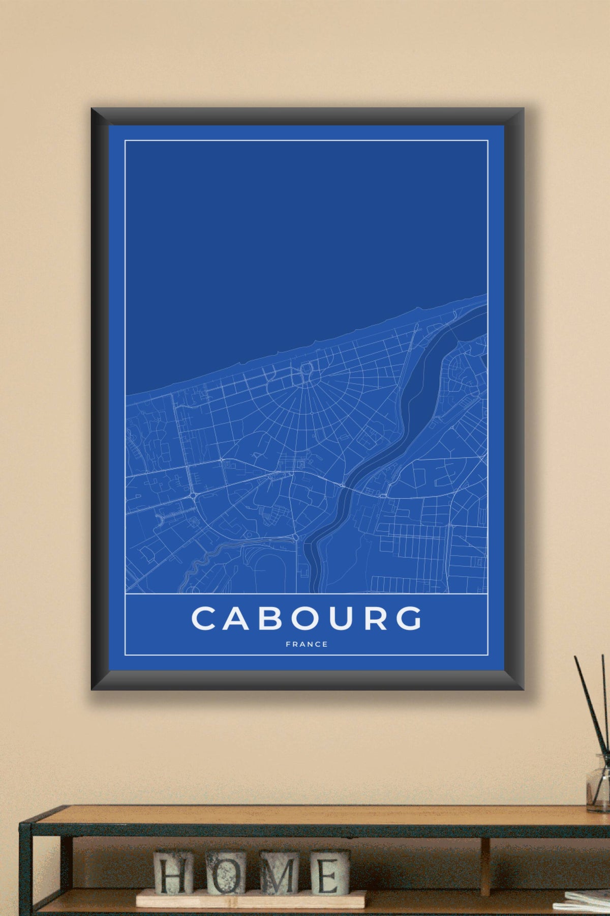 Carte de Cabourg bleue - Affiche personnalisée