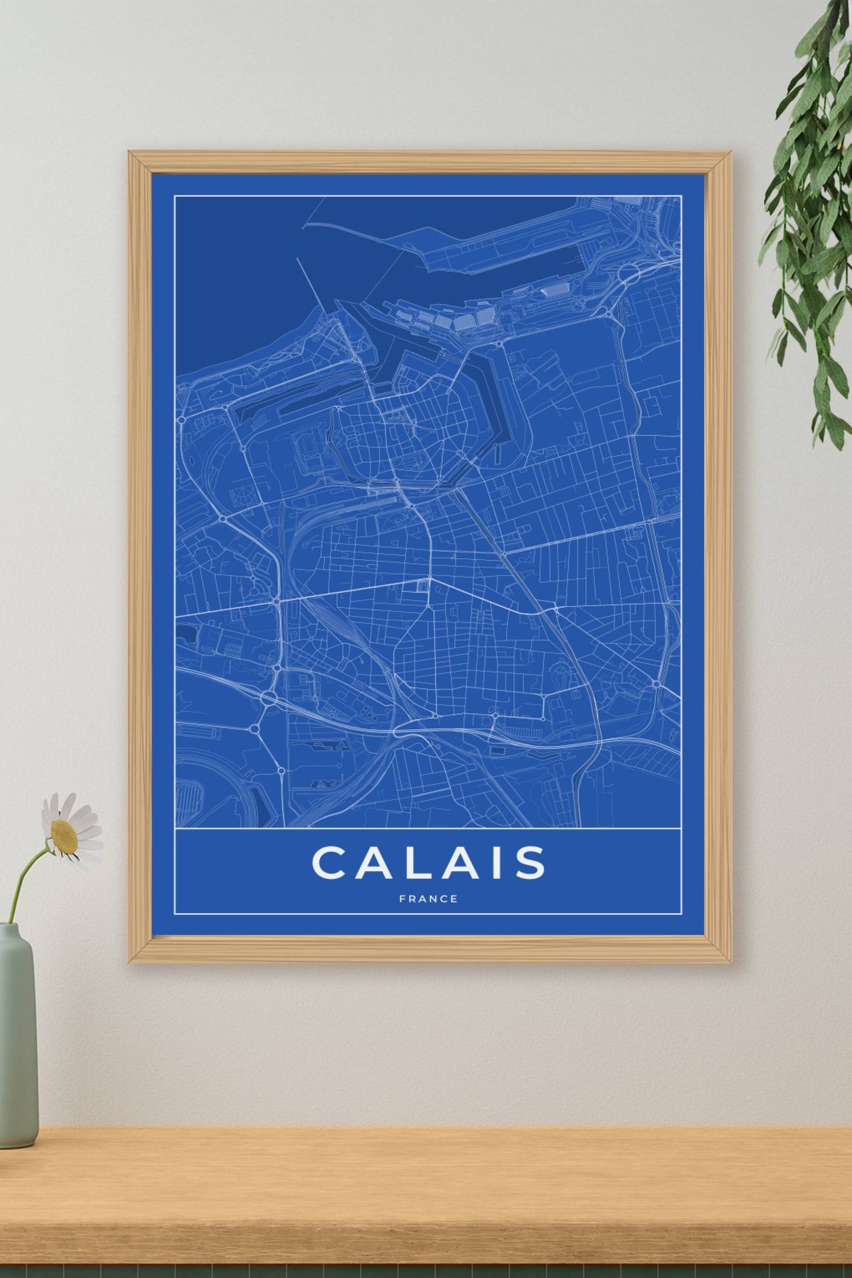 Carte de Calais bleue - Affiche personnalisée