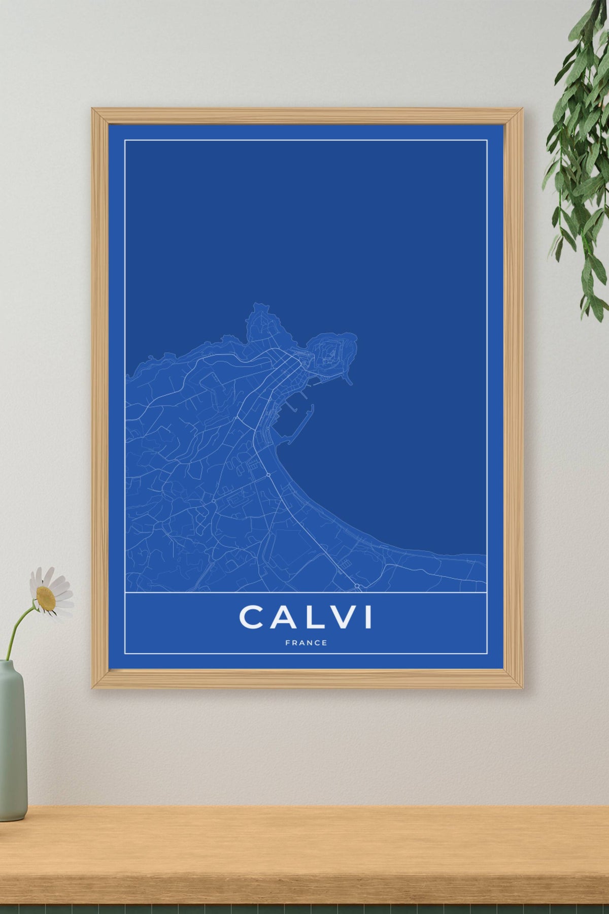 Carte de Calvi bleue - Affiche personnalisée