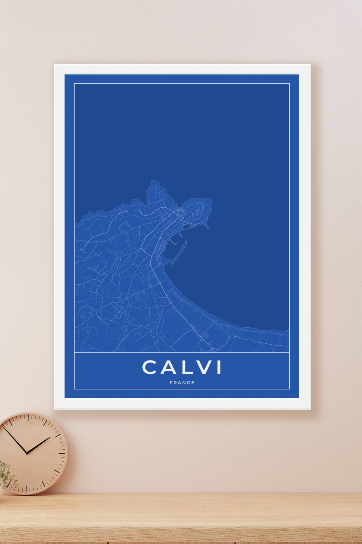 Carte de Calvi bleue - Affiche personnalisée