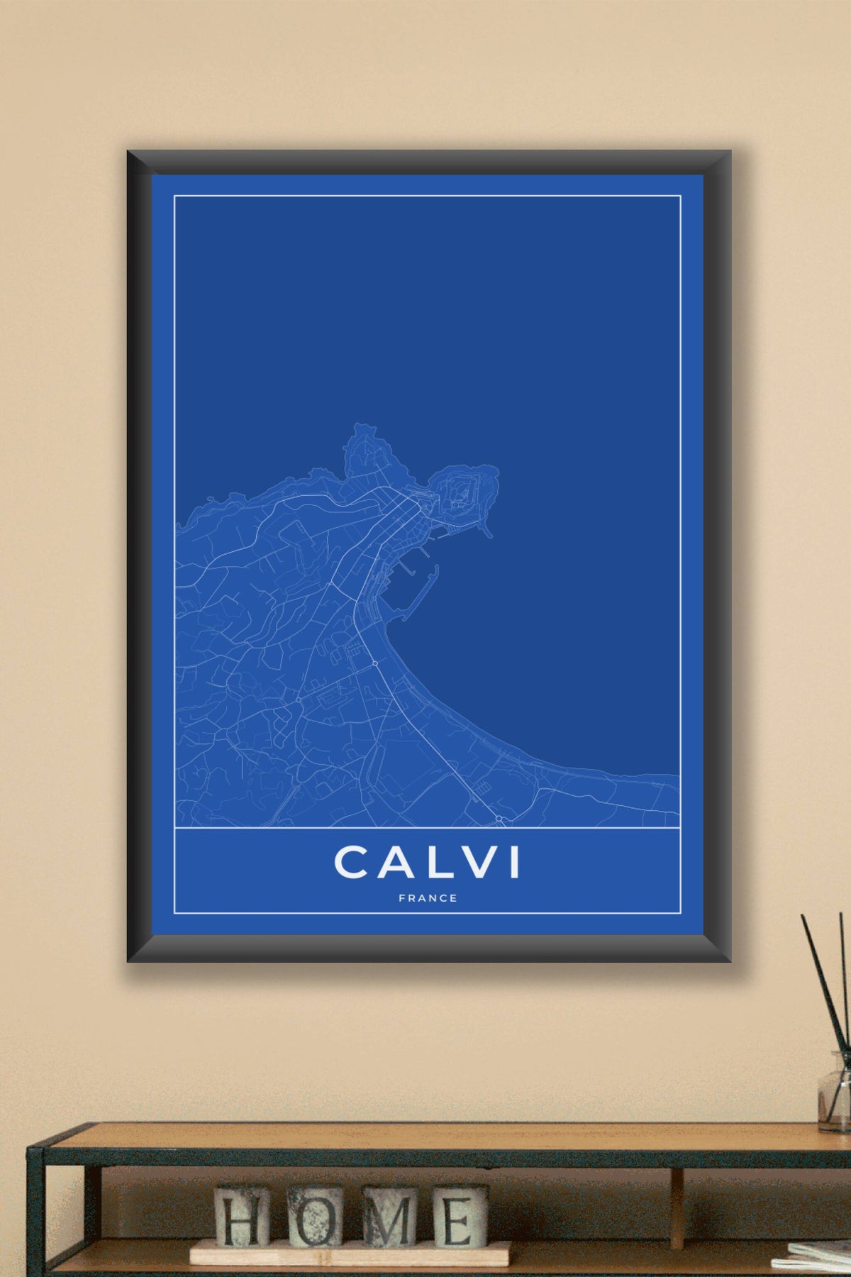 Carte de Calvi bleue - Affiche personnalisée
