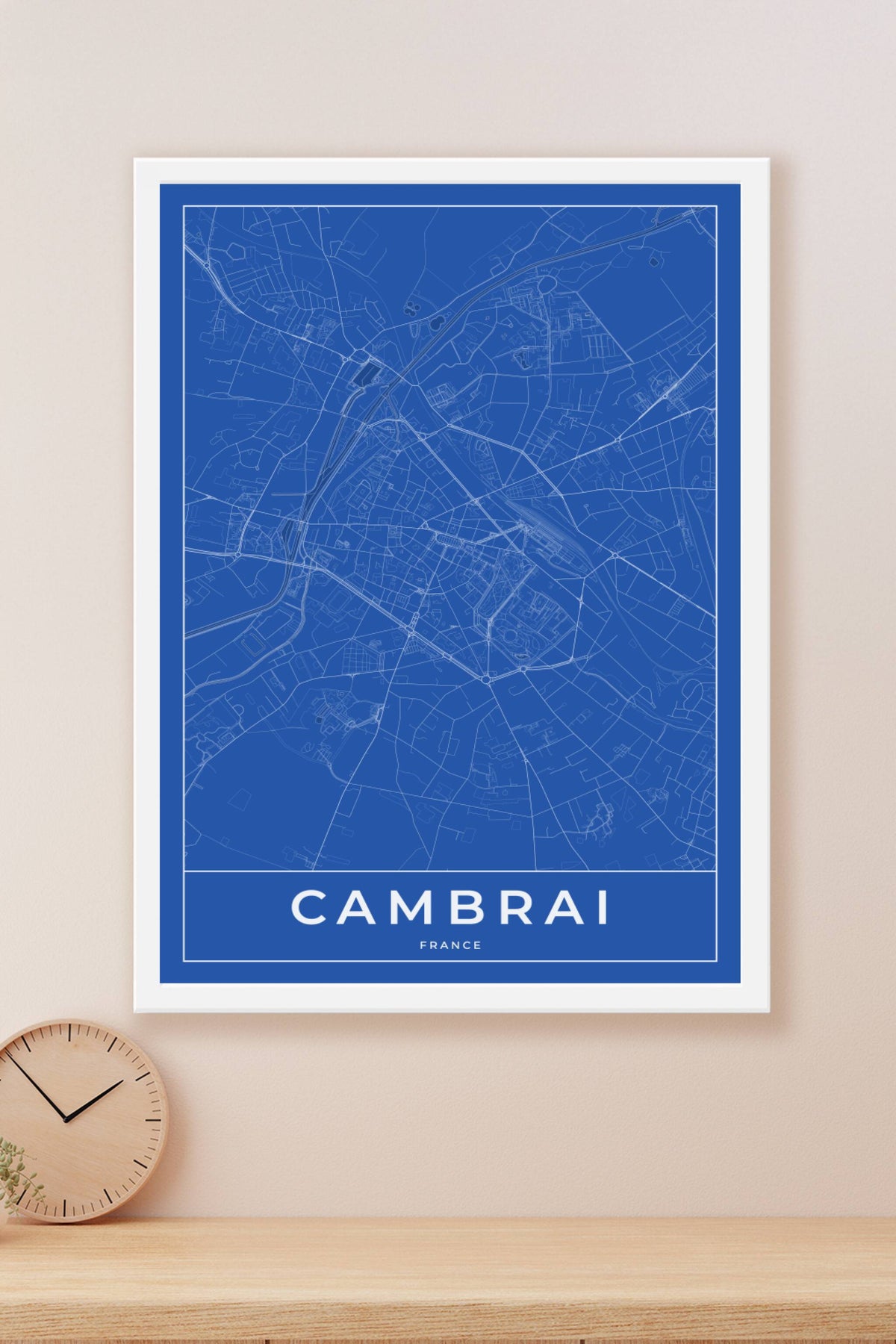 Carte de Cambrai bleue - Affiche personnalisée