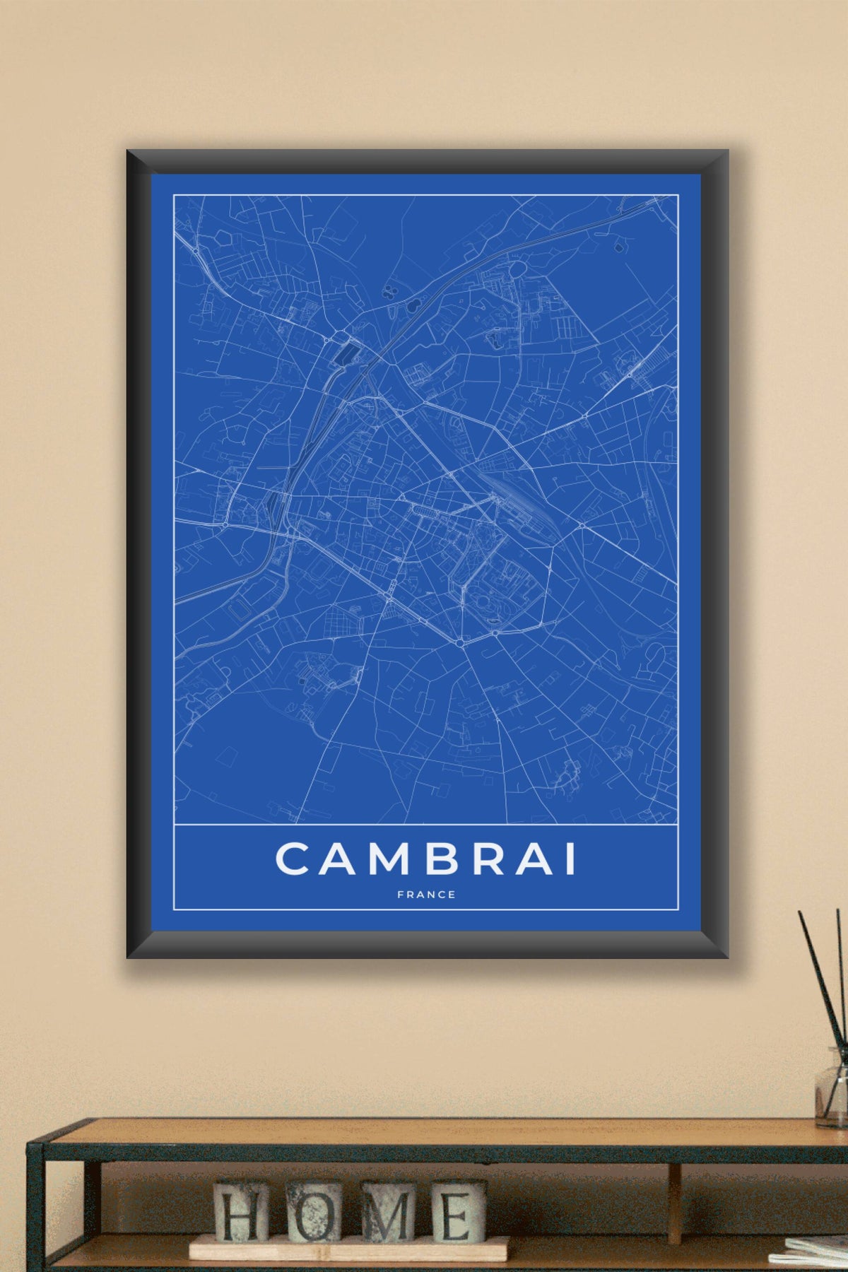 Carte de Cambrai bleue - Affiche personnalisée