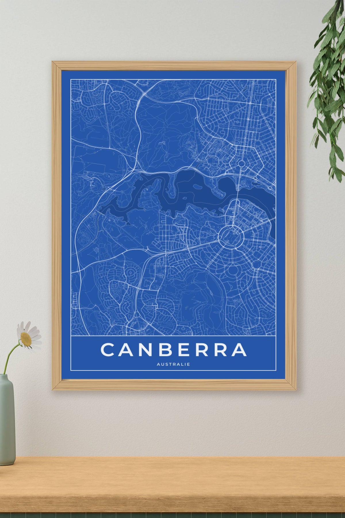 Carte de Canberra bleue - Affiche personnalisée