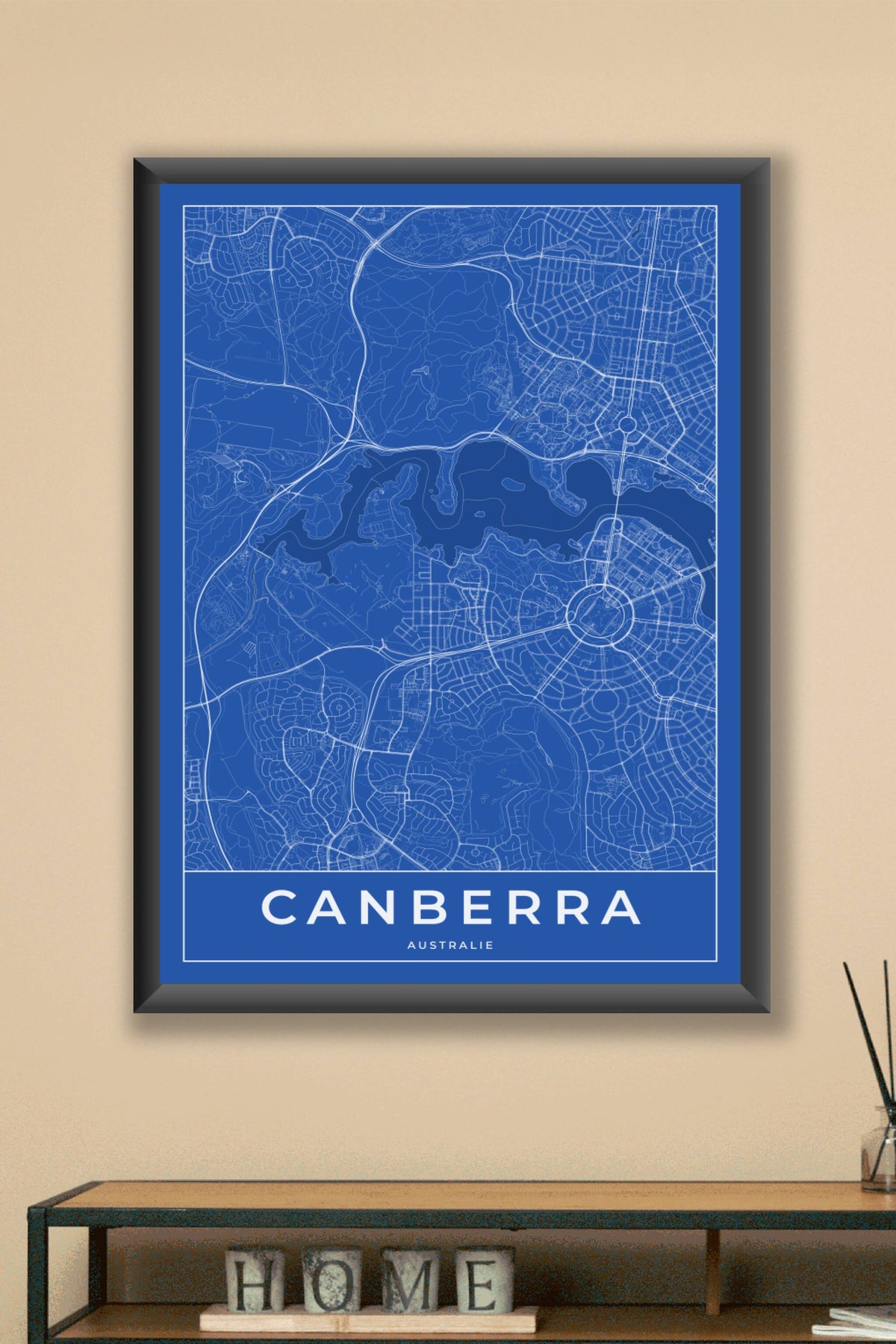 Carte de Canberra bleue - Affiche personnalisée