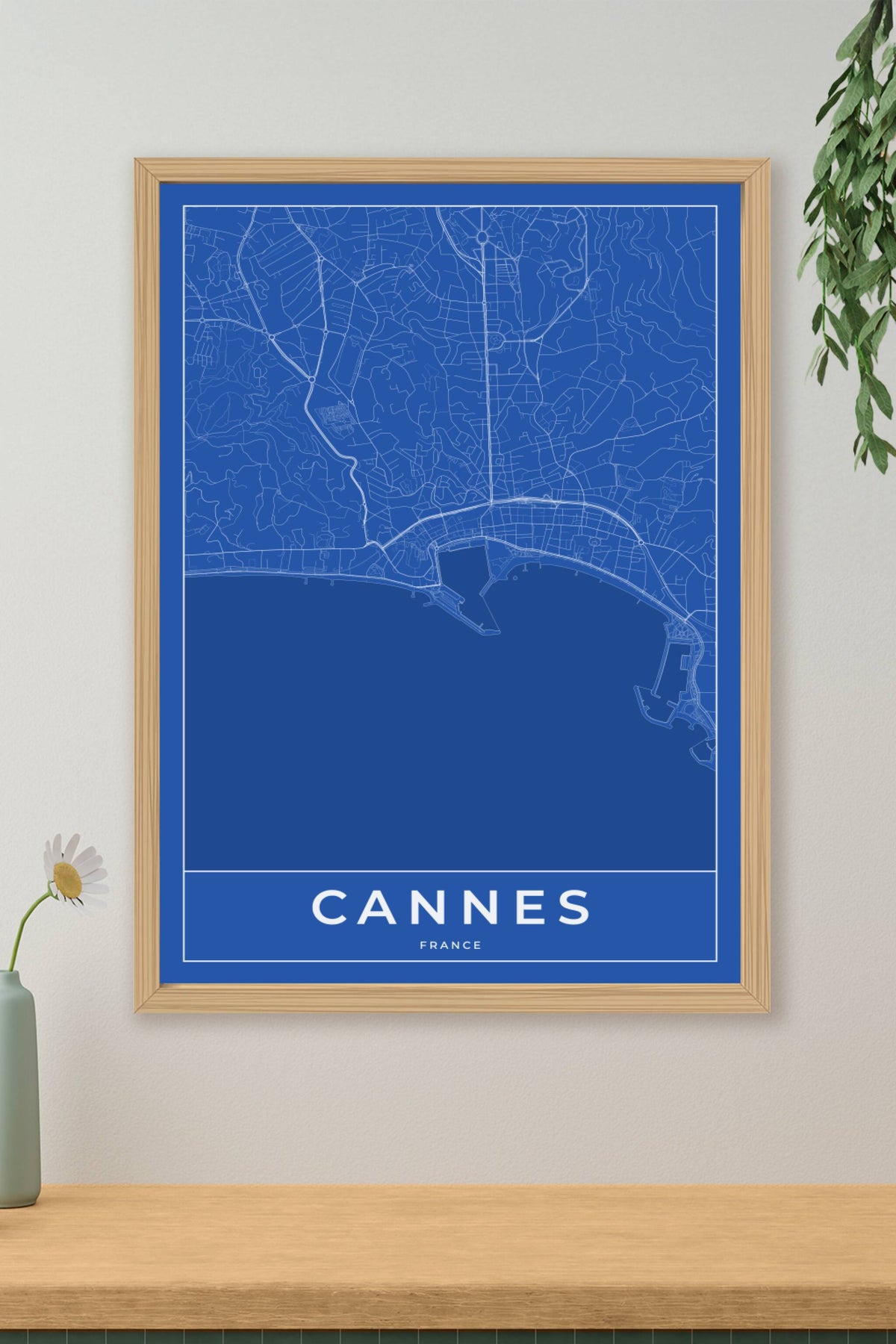 Carte de Cannes bleue - Affiche personnalisée