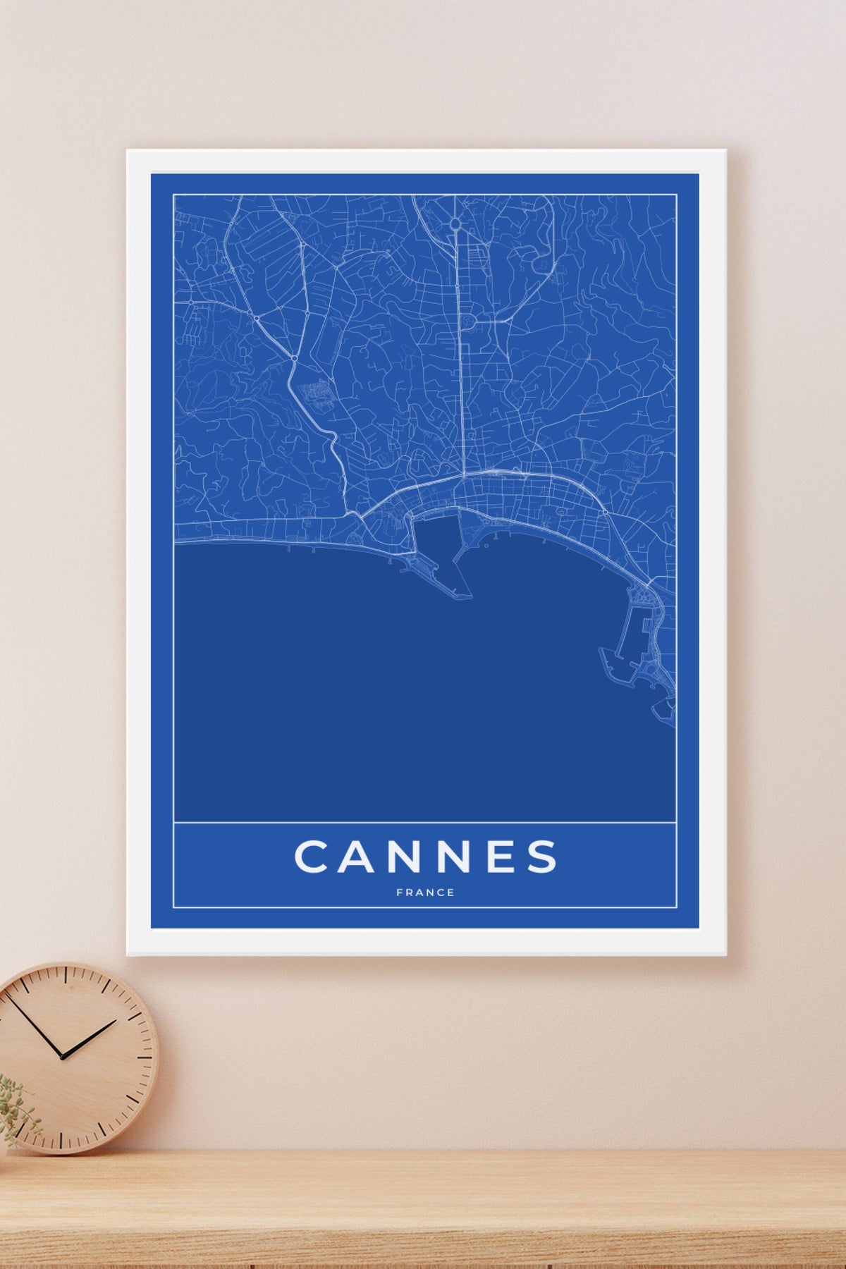 Carte de Cannes bleue - Affiche personnalisée