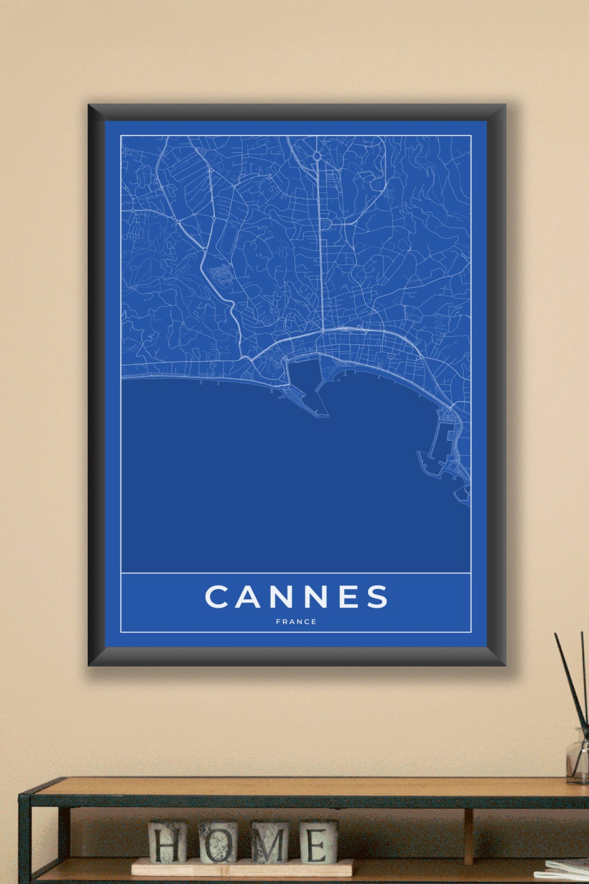 Carte de Cannes bleue - Affiche personnalisée