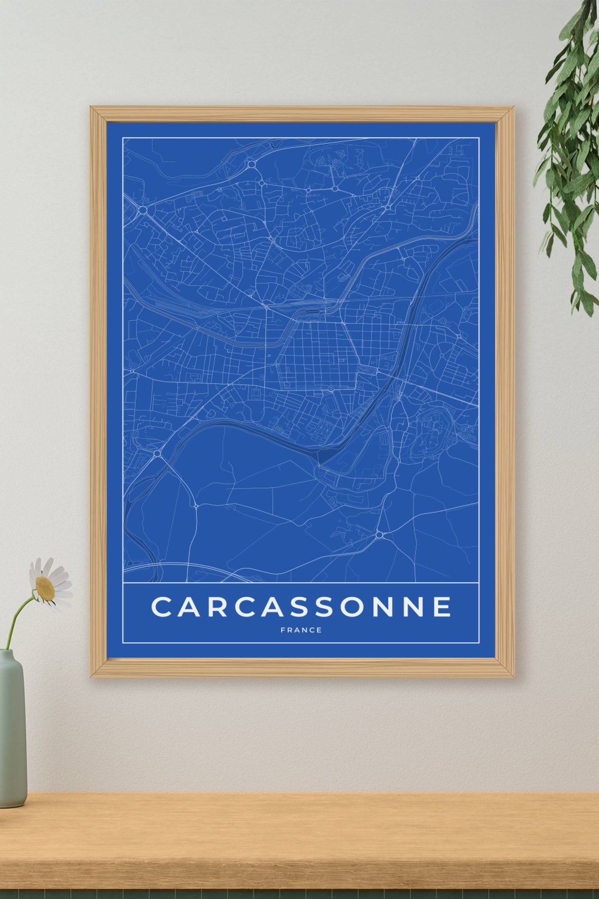 Carte de Carcassonne bleue - Affiche personnalisée