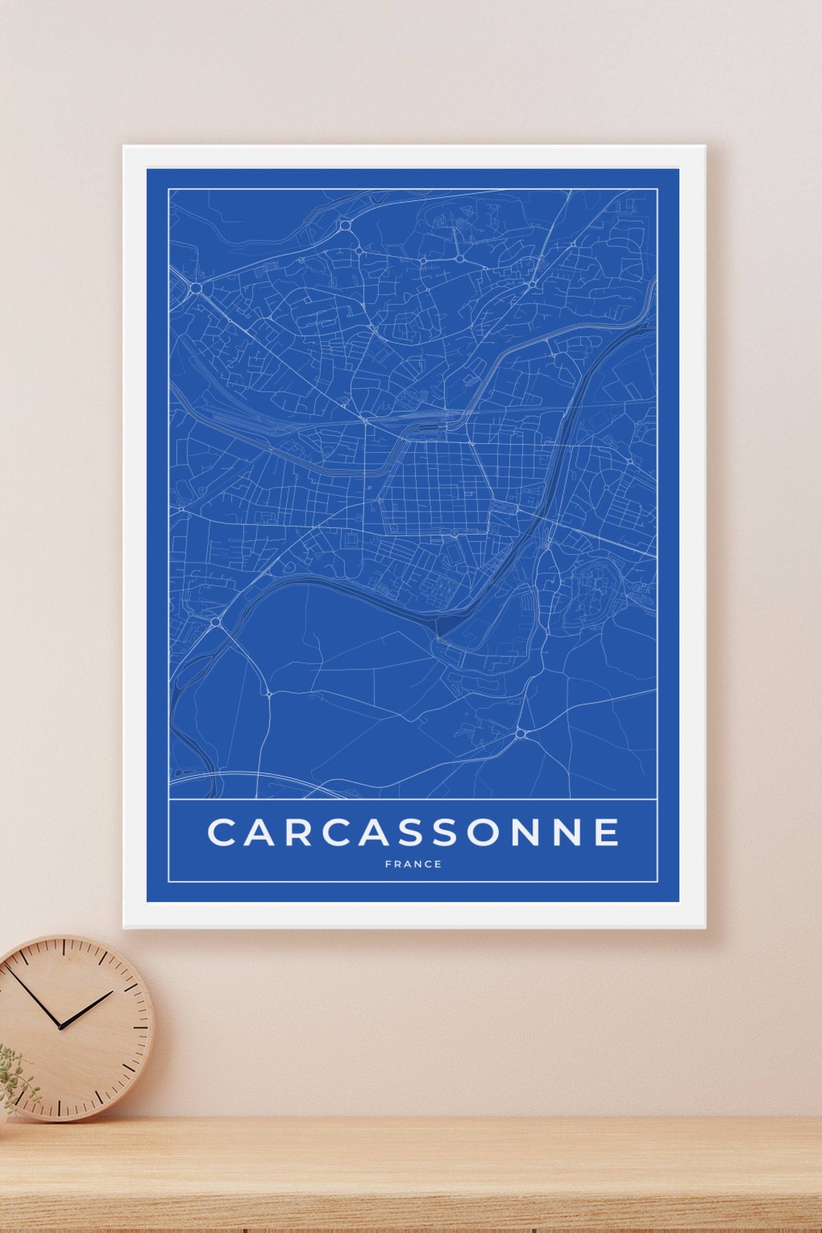 Carte de Carcassonne bleue - Affiche personnalisée