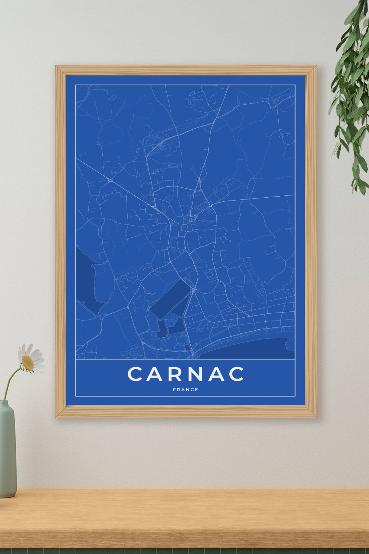 Carte de Carnac bleue - Affiche personnalisée