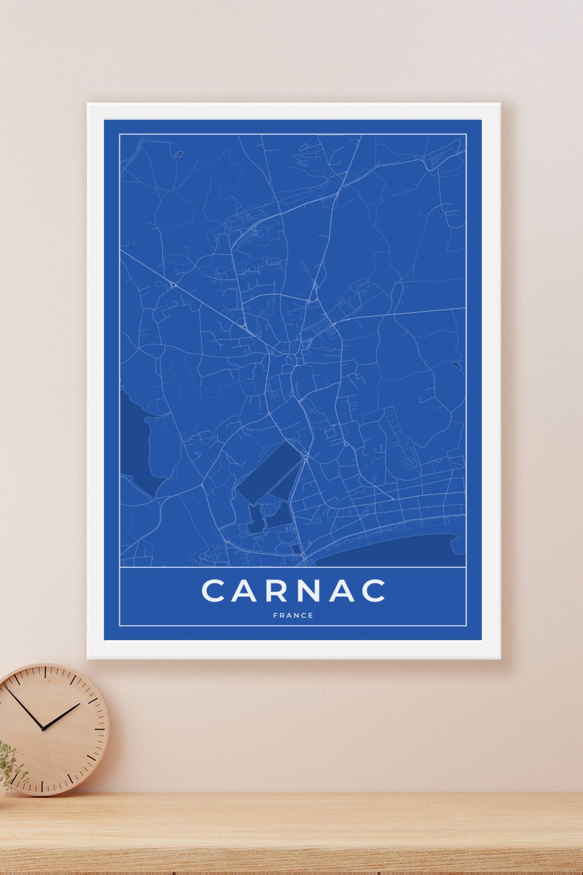 Carte de Carnac bleue - Affiche personnalisée