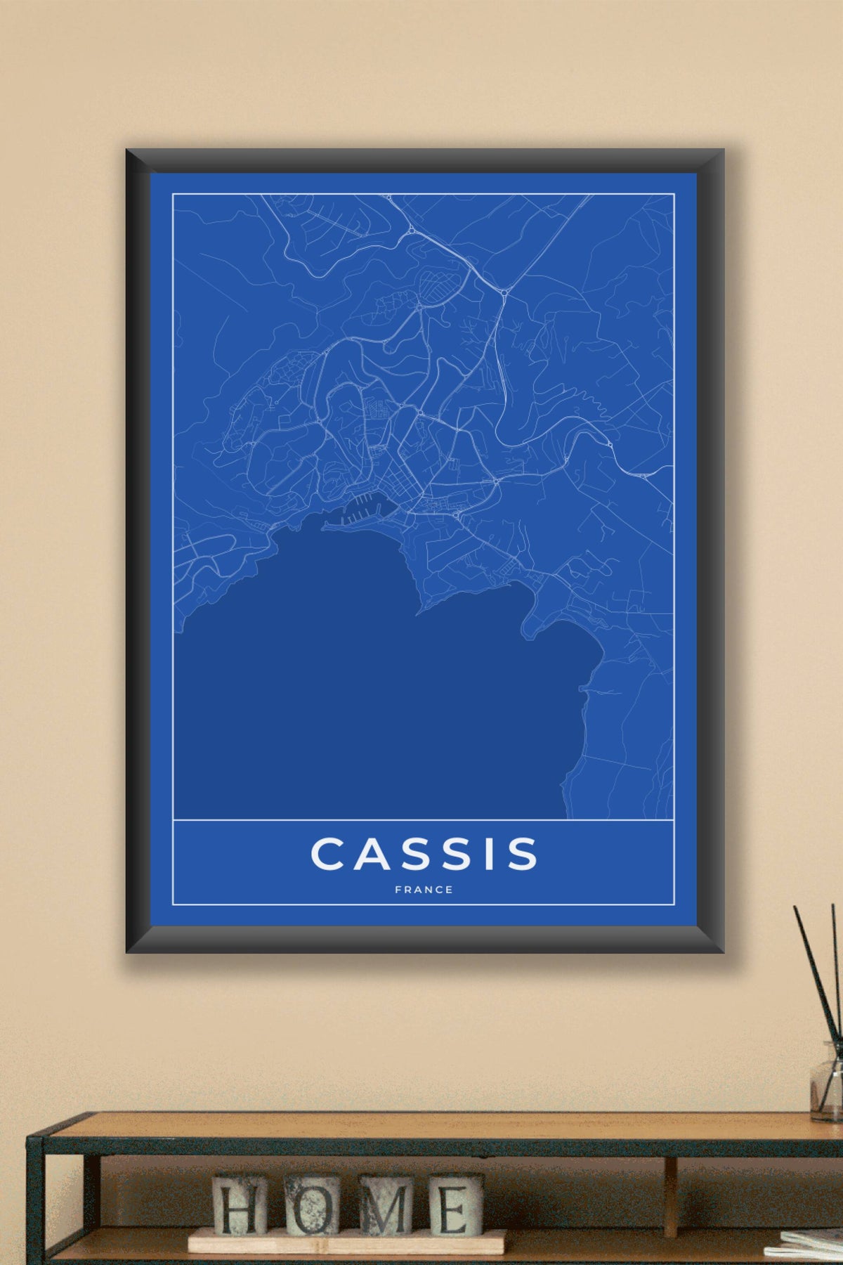 Carte de Cassis bleue - Affiche personnalisée
